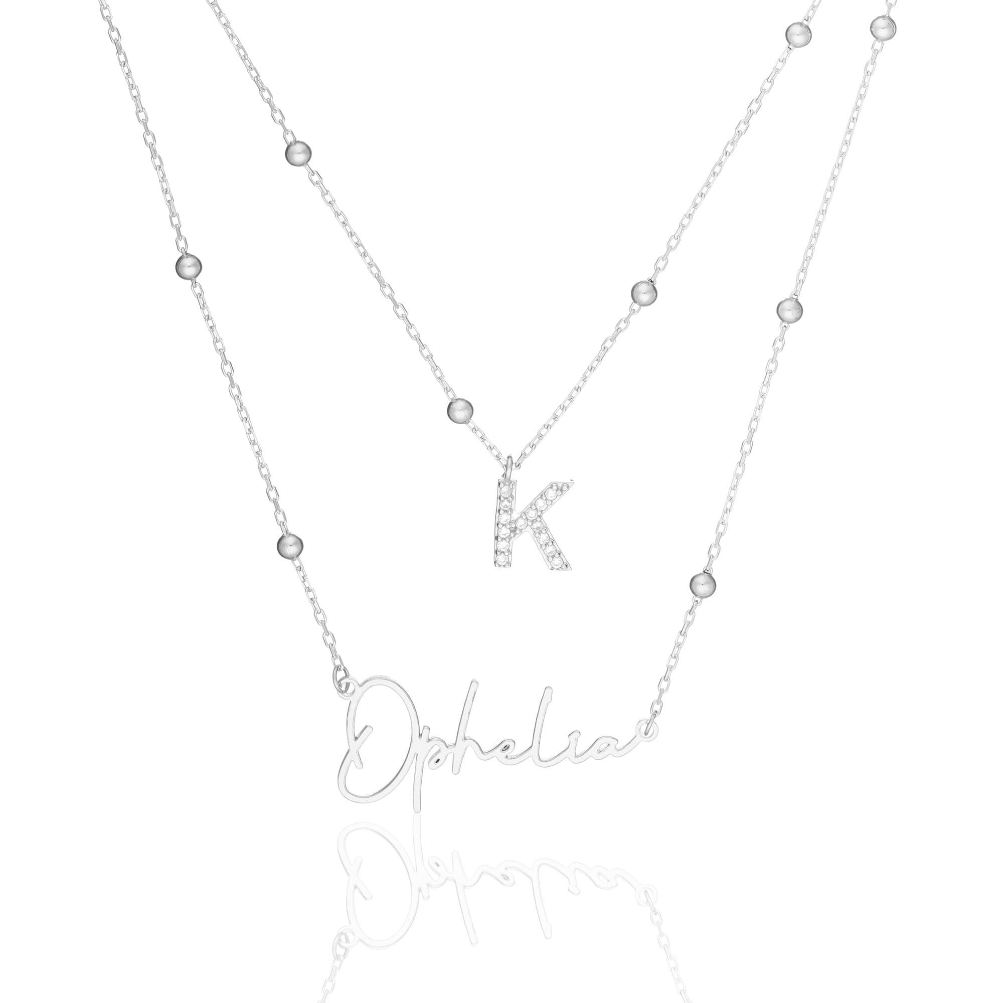 Taşlı Harfli İsim Kolye - 925 GÜMÜŞ