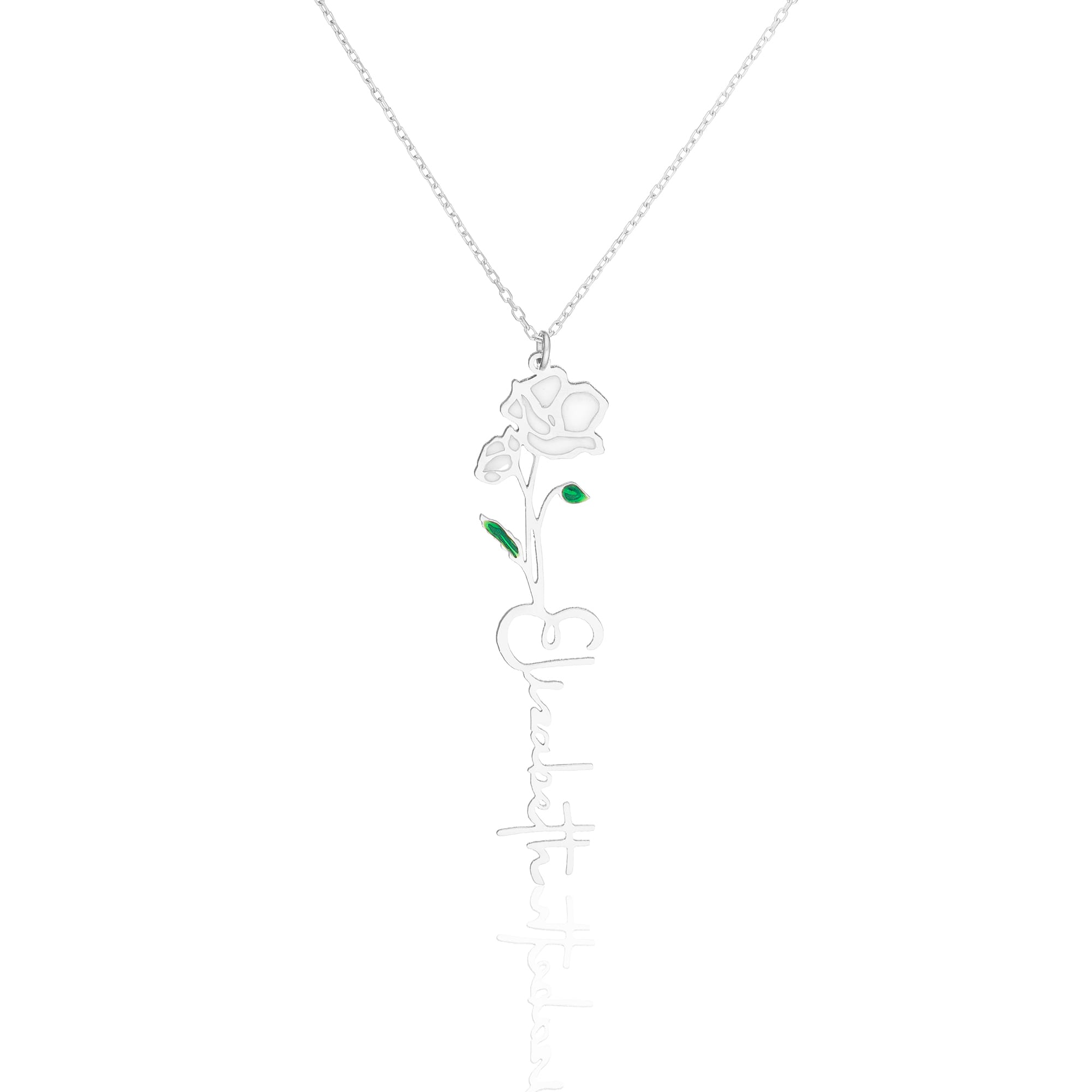 Doğum Çiçekli isim Kolye - 925 GÜMÜŞ