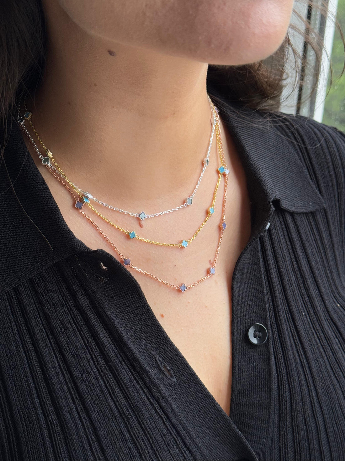 Modern Minimal Yonca Kolye 925 GÜMÜŞ