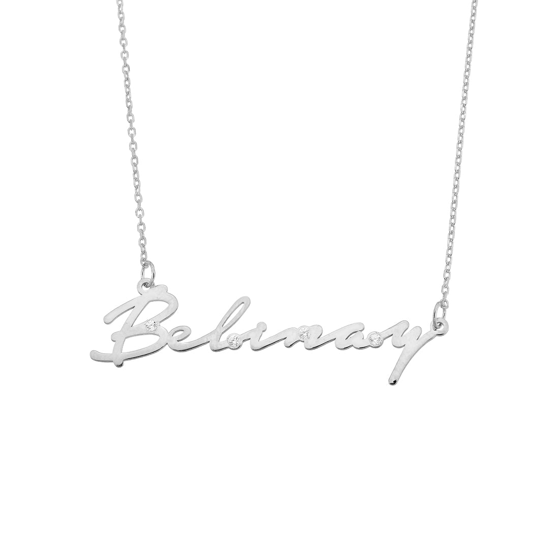 Taşlı İmza Modern Kolye