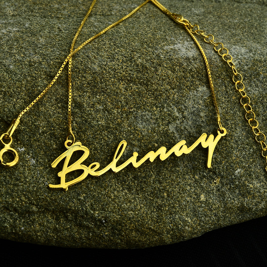 Yatay Küp Zincirli İmza Kolye