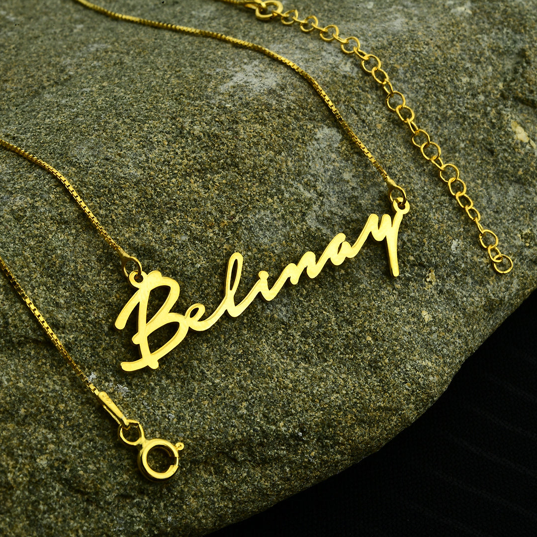 Yatay Küp Zincirli İmza Kolye