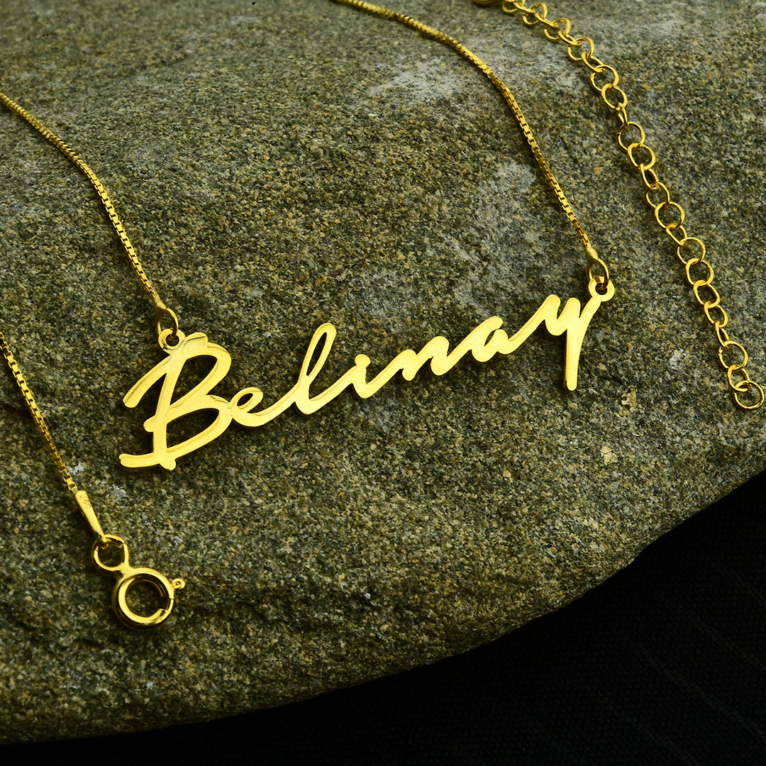 Yatay Küp Zincirli İmza Kolye