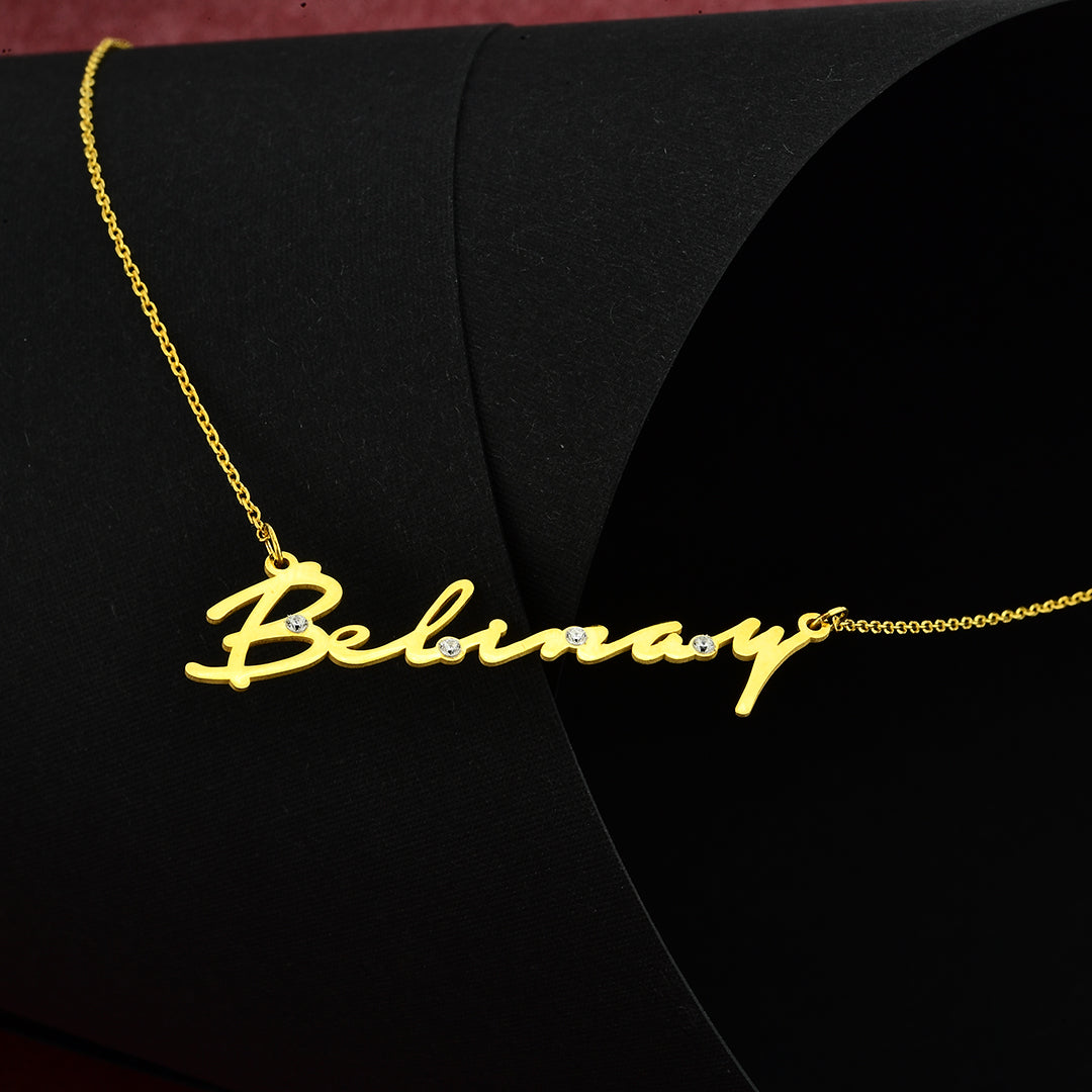 Taşlı İmza Modern Kolye