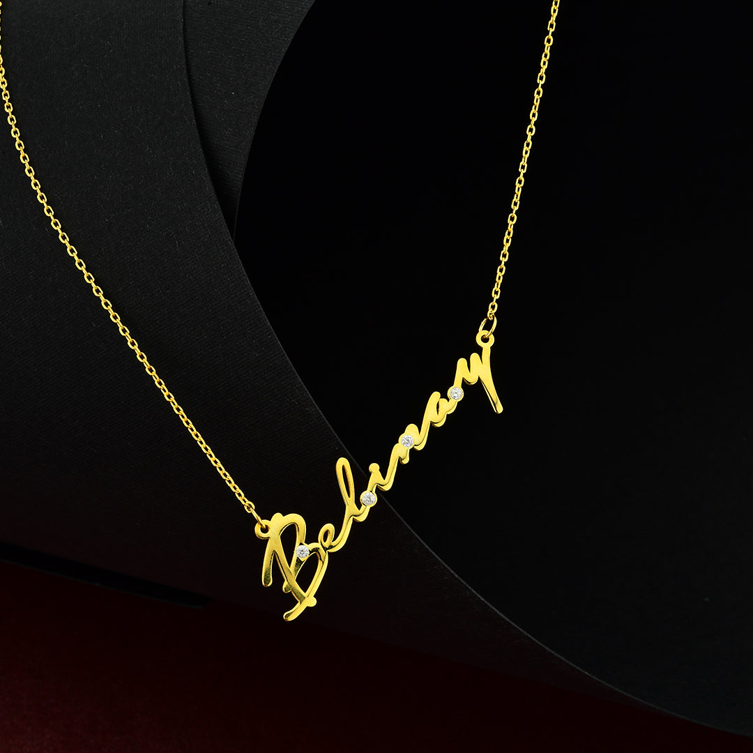 Taşlı İmza Modern Kolye