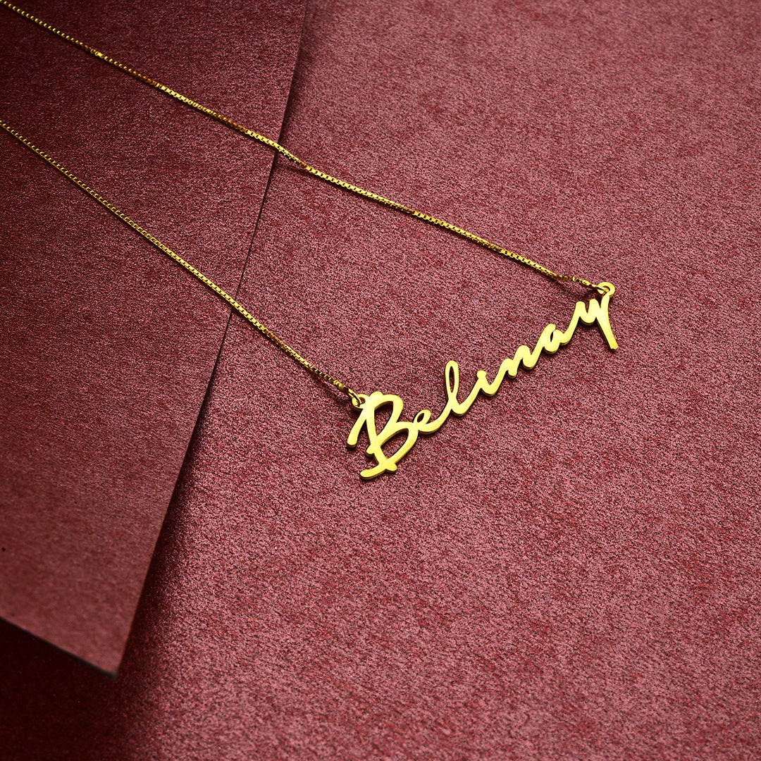 Yatay Küp Zincirli İmza Kolye