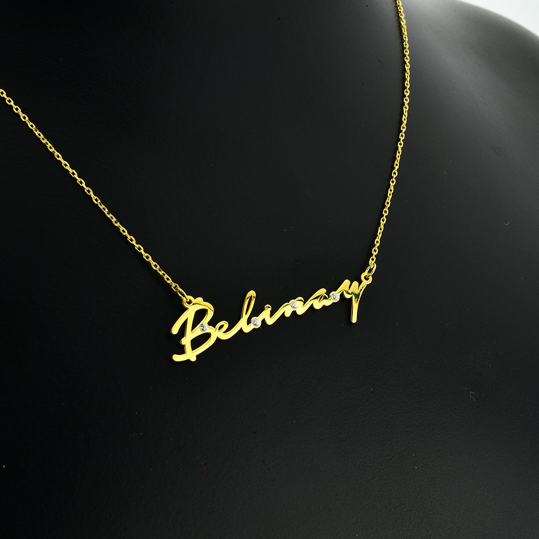 Taşlı İmza Modern Kolye