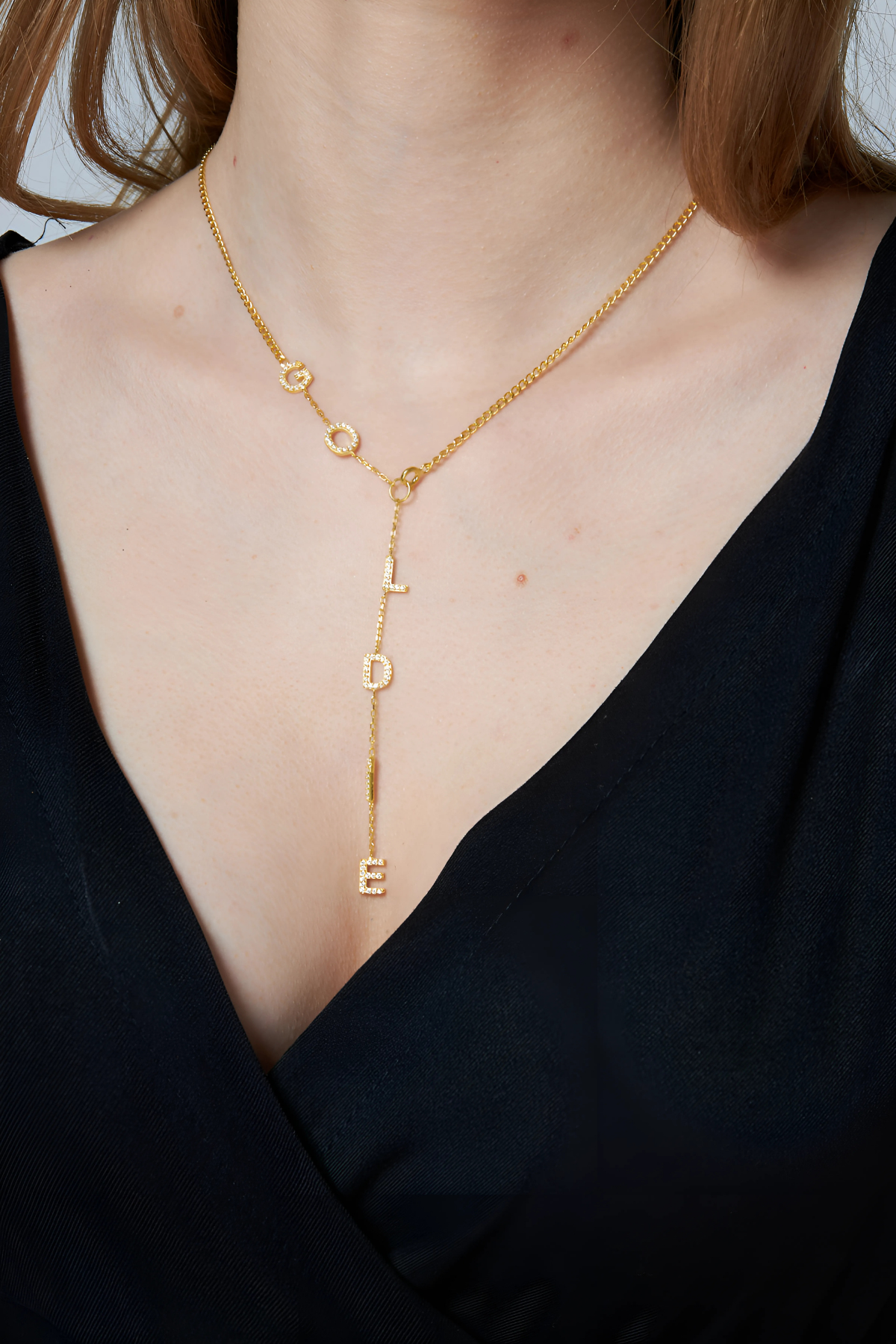 Taşlı Harfli Y Kolye - 925 GÜMÜŞ