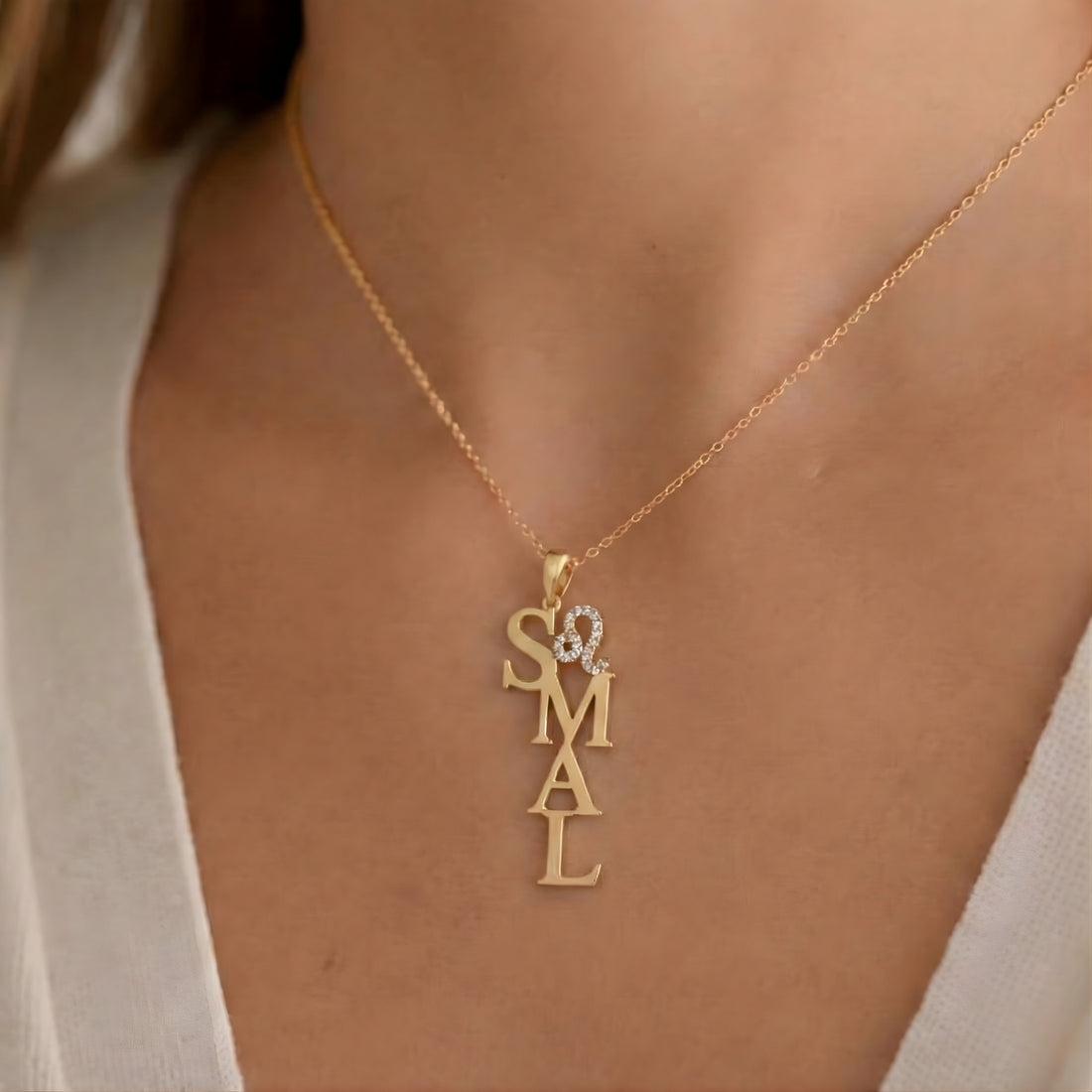 İsim Harf Charm Taşlı Burç Kolye - 925 GÜMÜŞ