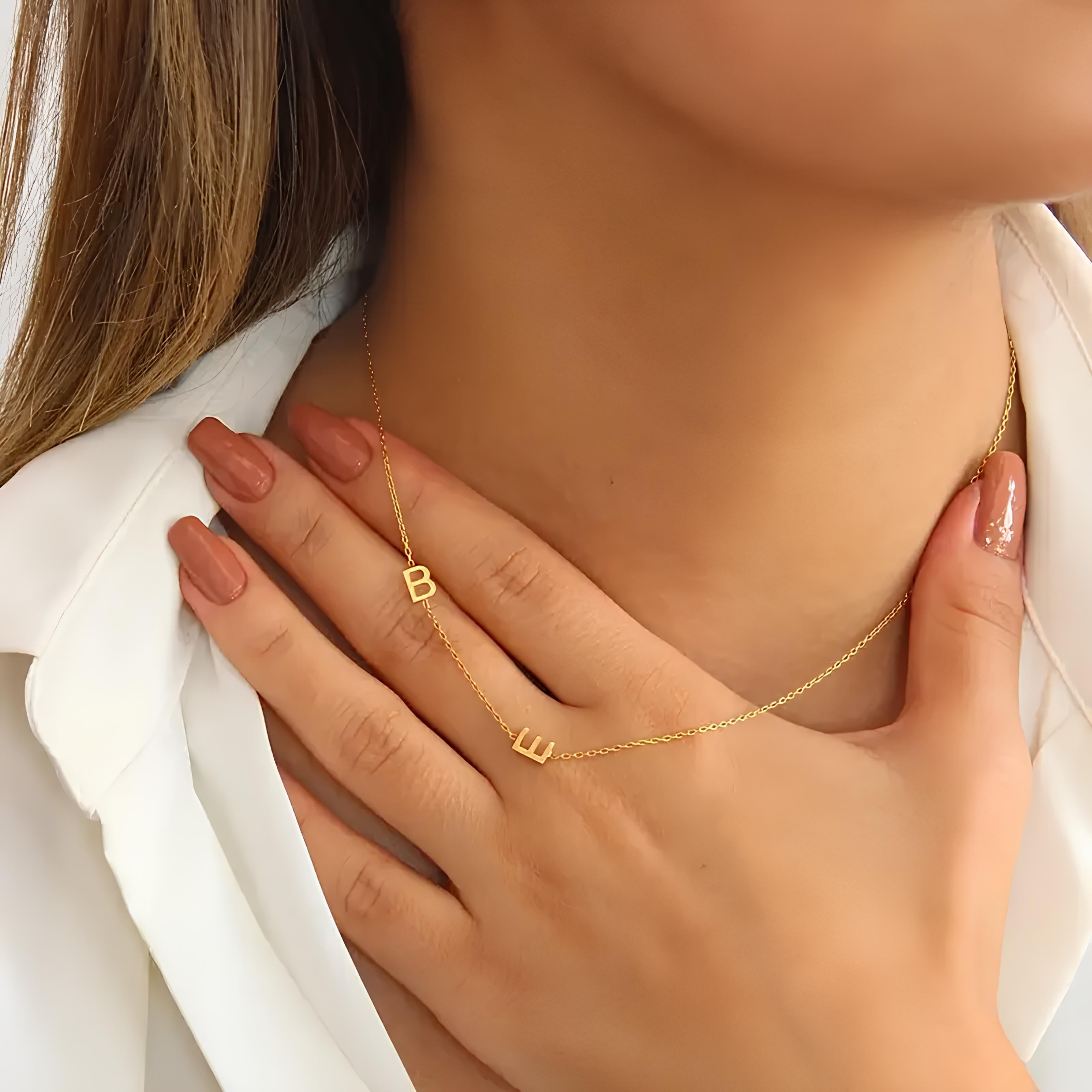 Yatay Harf Detaylı Kolye - 925 GÜMÜŞ