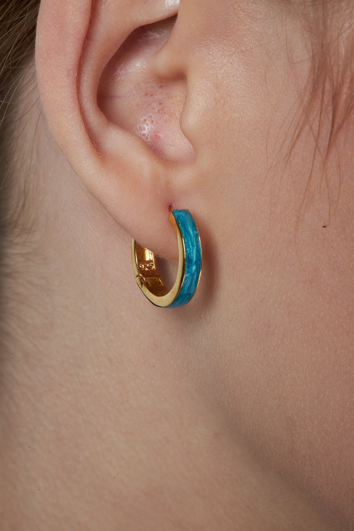 Çemberli Mavi Halka Küpe - 925 GÜMÜŞ