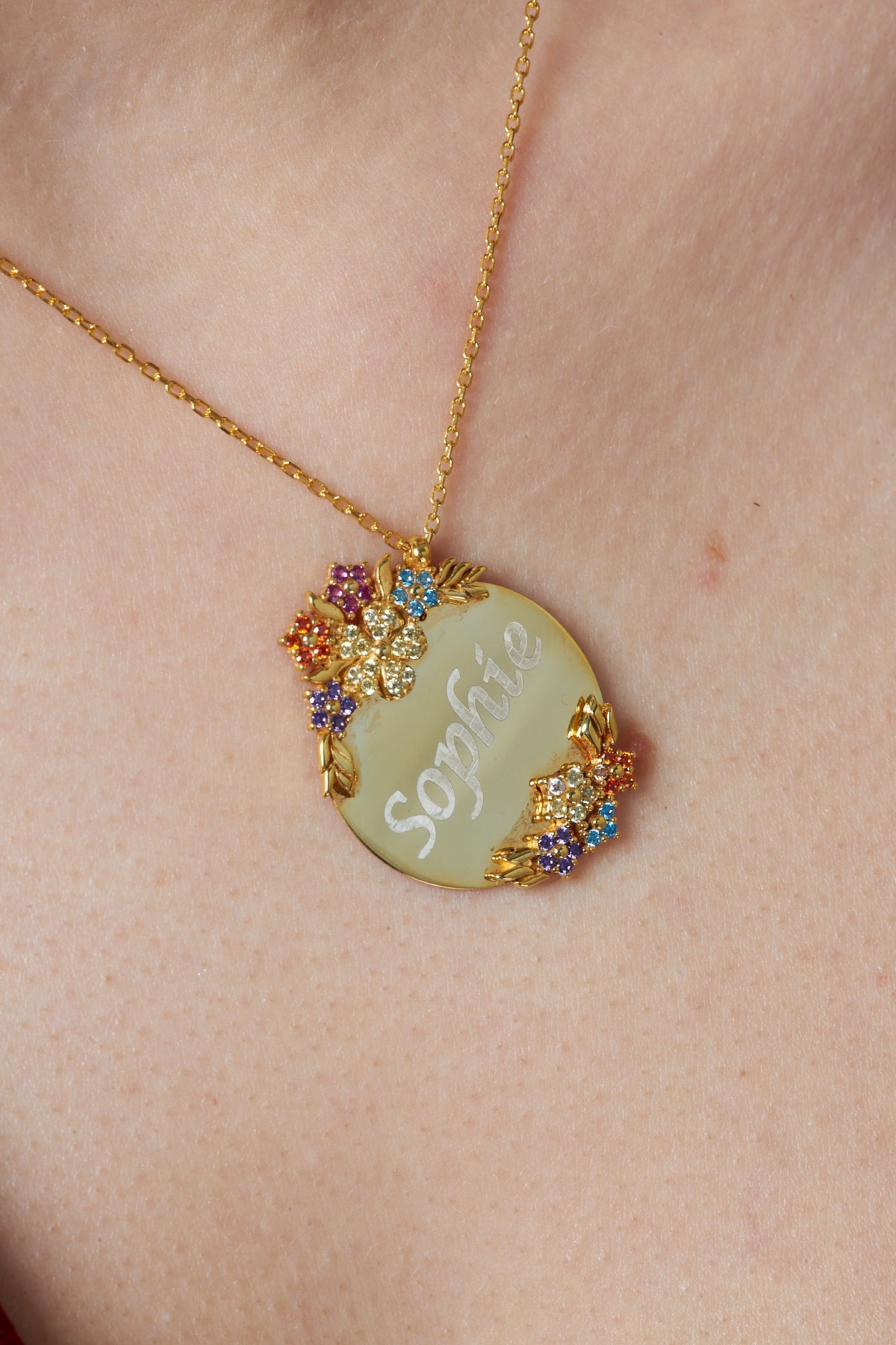 İsimli Çiçek Plaka Kolye - 925 GÜMÜŞ