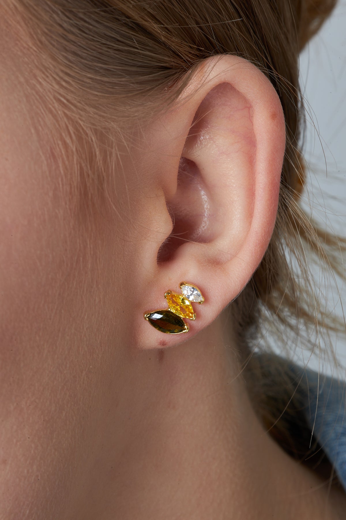 Renkli Taşlı Damla Küpe - 925 GÜMÜŞ