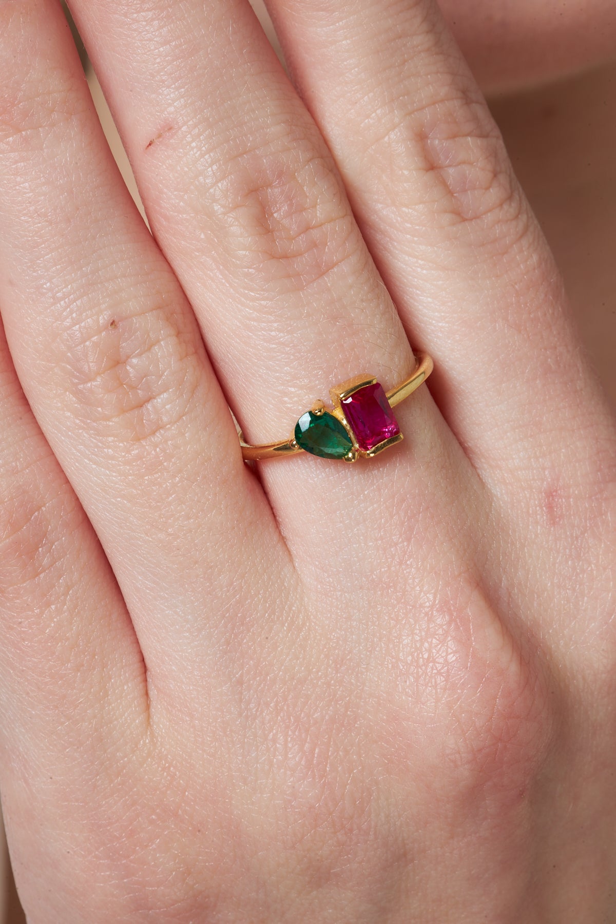 Renkli Taşlı Baget Ve Damla Yüzük - 925 GÜMÜŞ