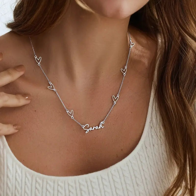 Çoklu Kalp Sıralı İsim Kolye
