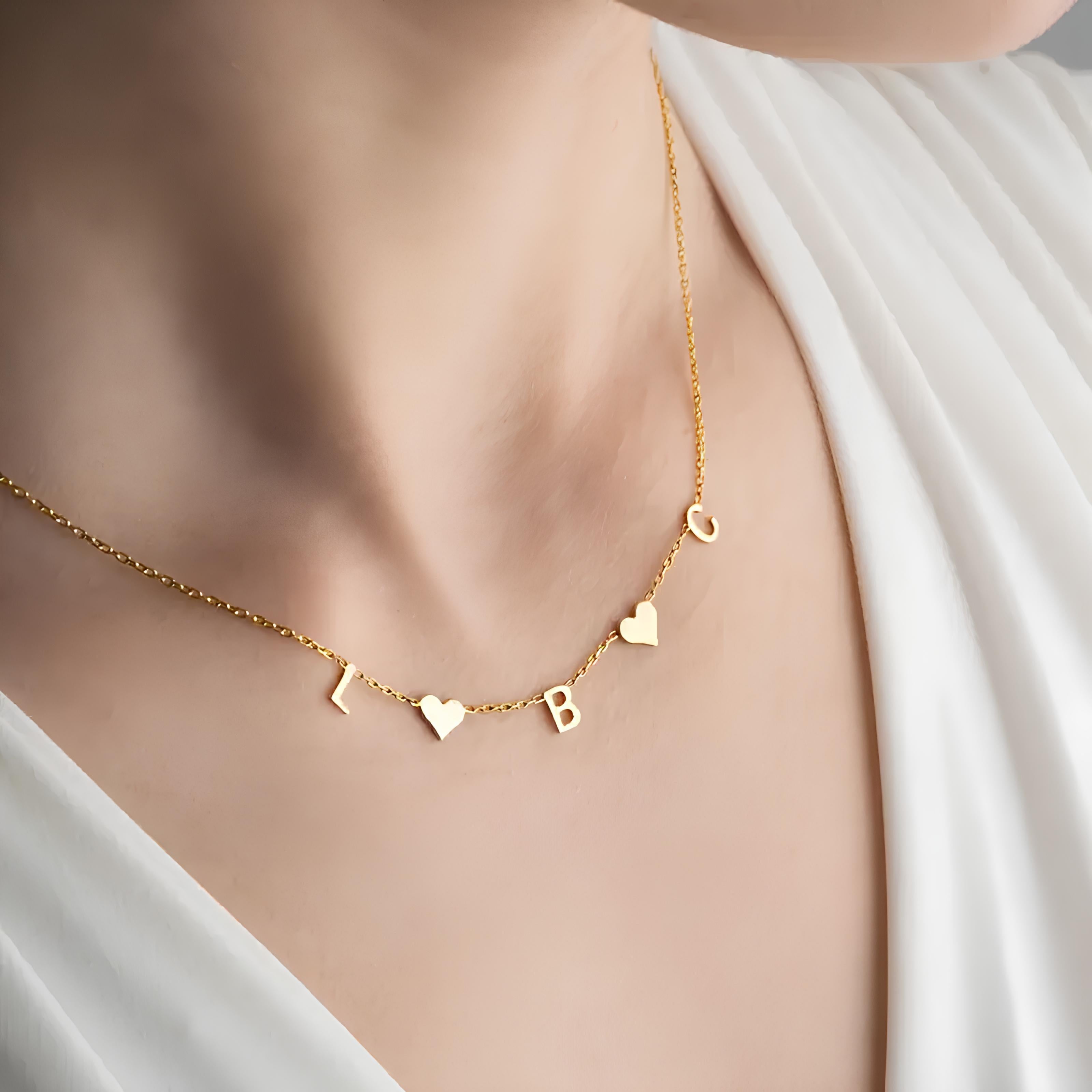 Harf ve Kalp Charm Kolye - 925 GÜMÜŞ