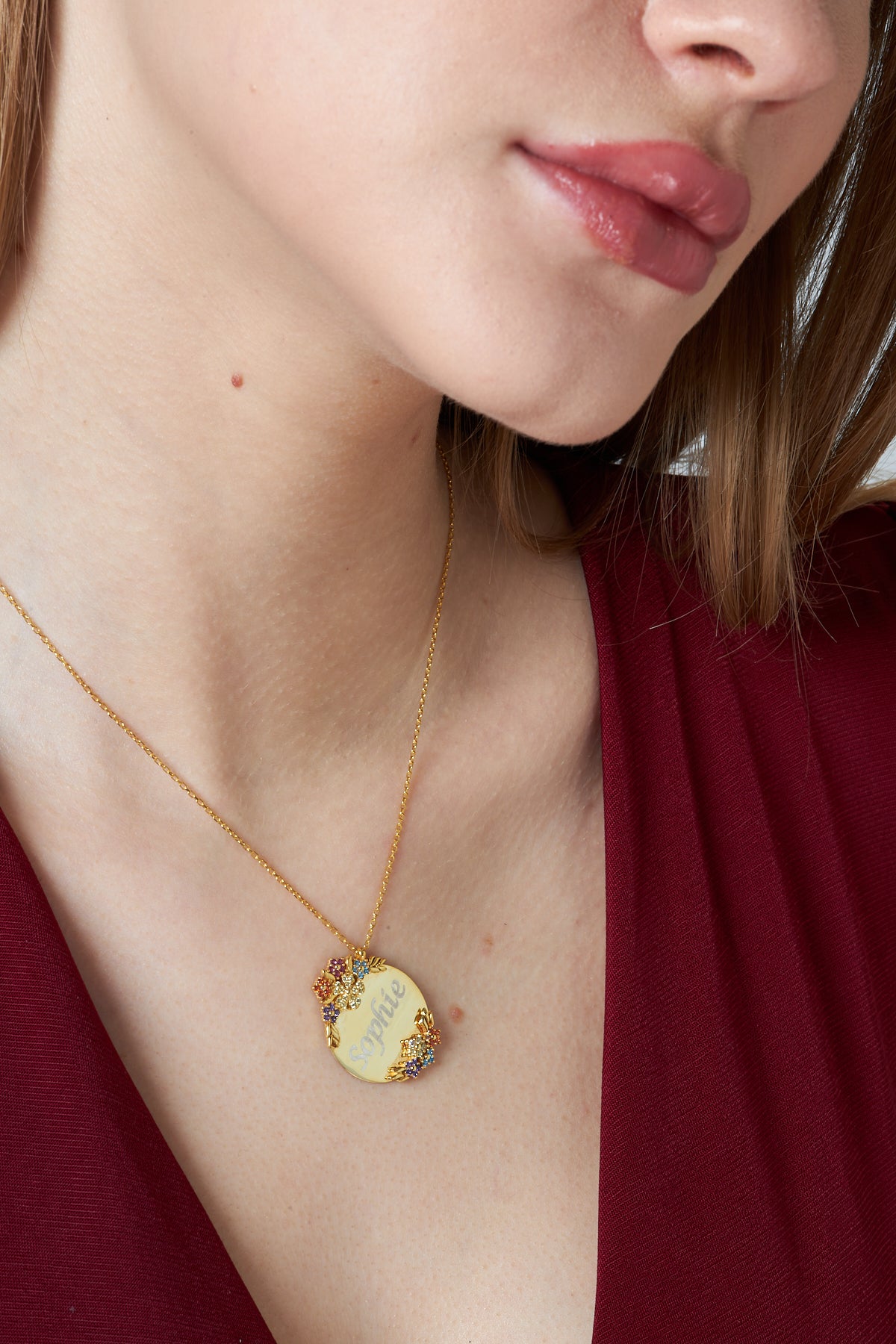 İsimli Çiçek Plaka Kolye - 925 GÜMÜŞ