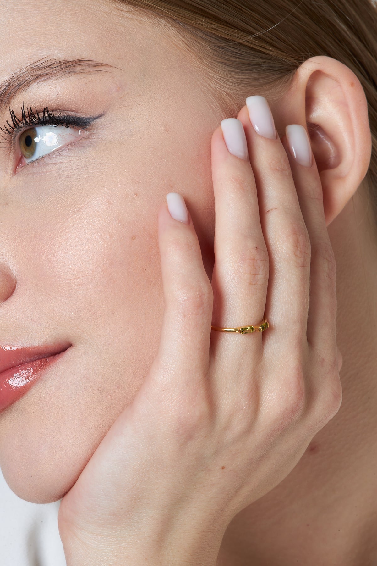 Peridot Taşlı Baget Yüzük - 925 GÜMÜŞ