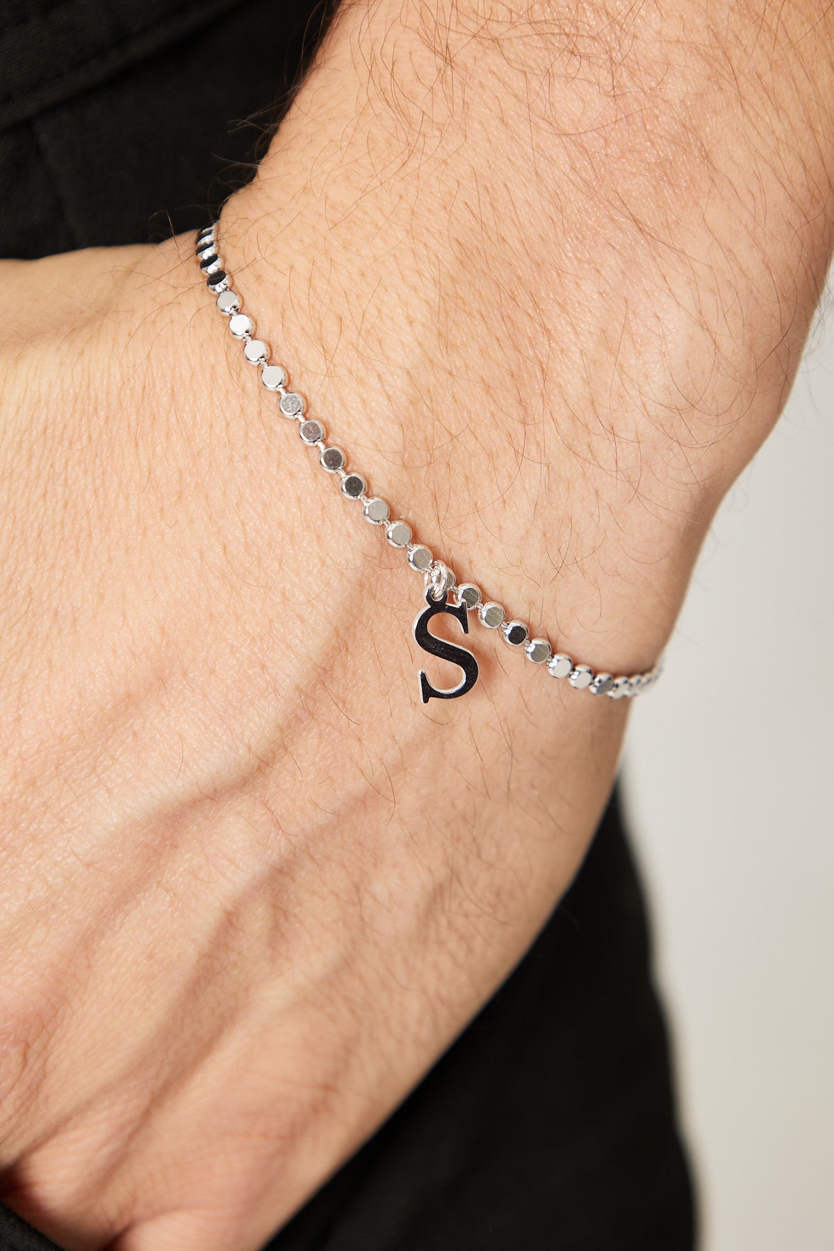 Harfli Top Zincirli Çift Bileklik - 925 GÜMÜŞ