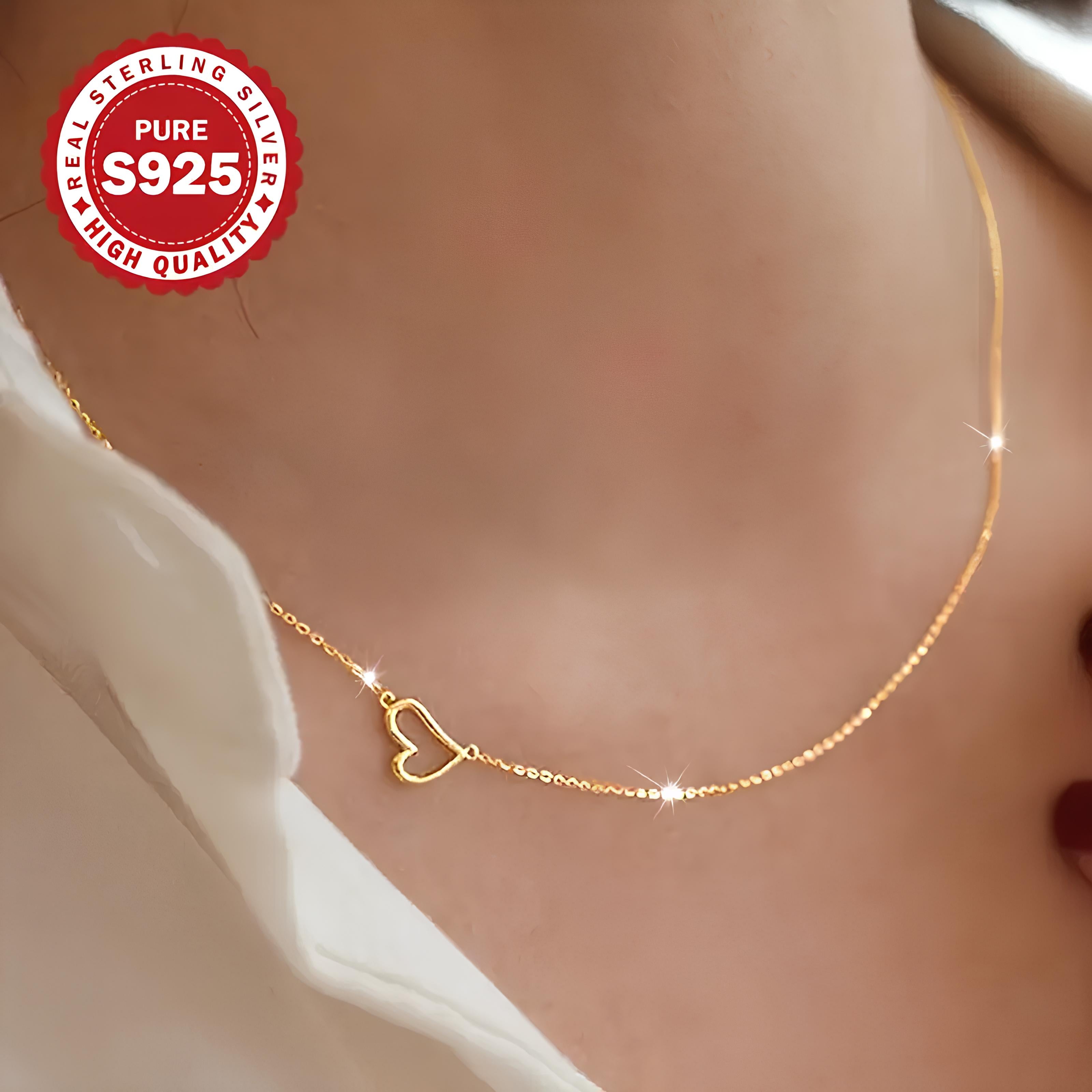 Minimal Yan Kalp Kolye – 925 Gümüş