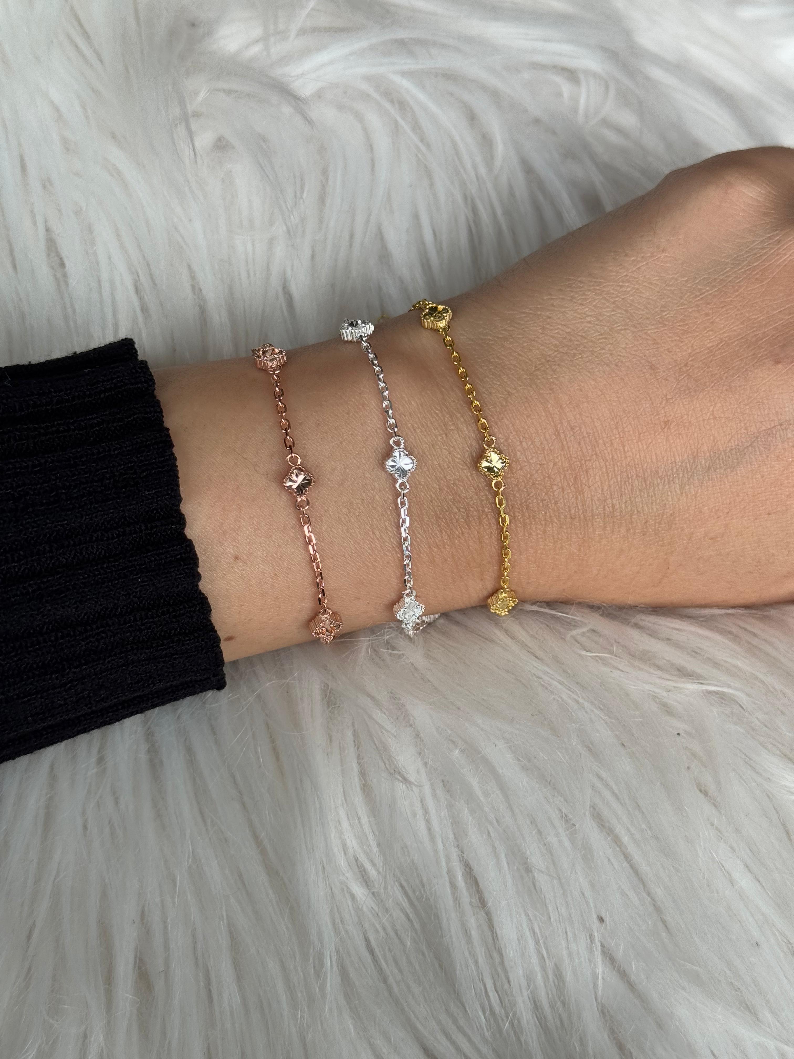 Modern Minimal Yonca Bileklik 925 GÜMÜŞ