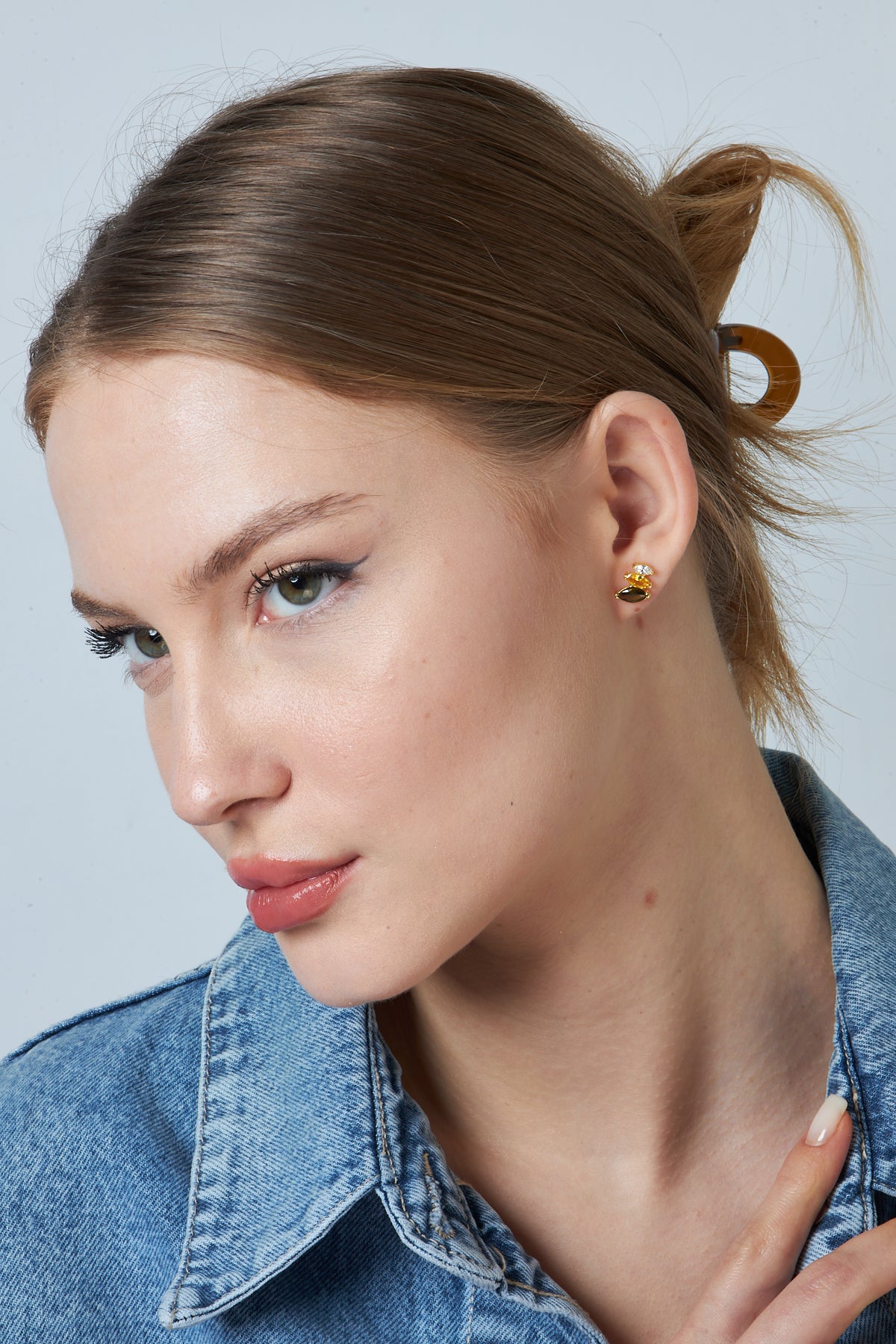 Renkli Taşlı Damla Küpe - 925 GÜMÜŞ