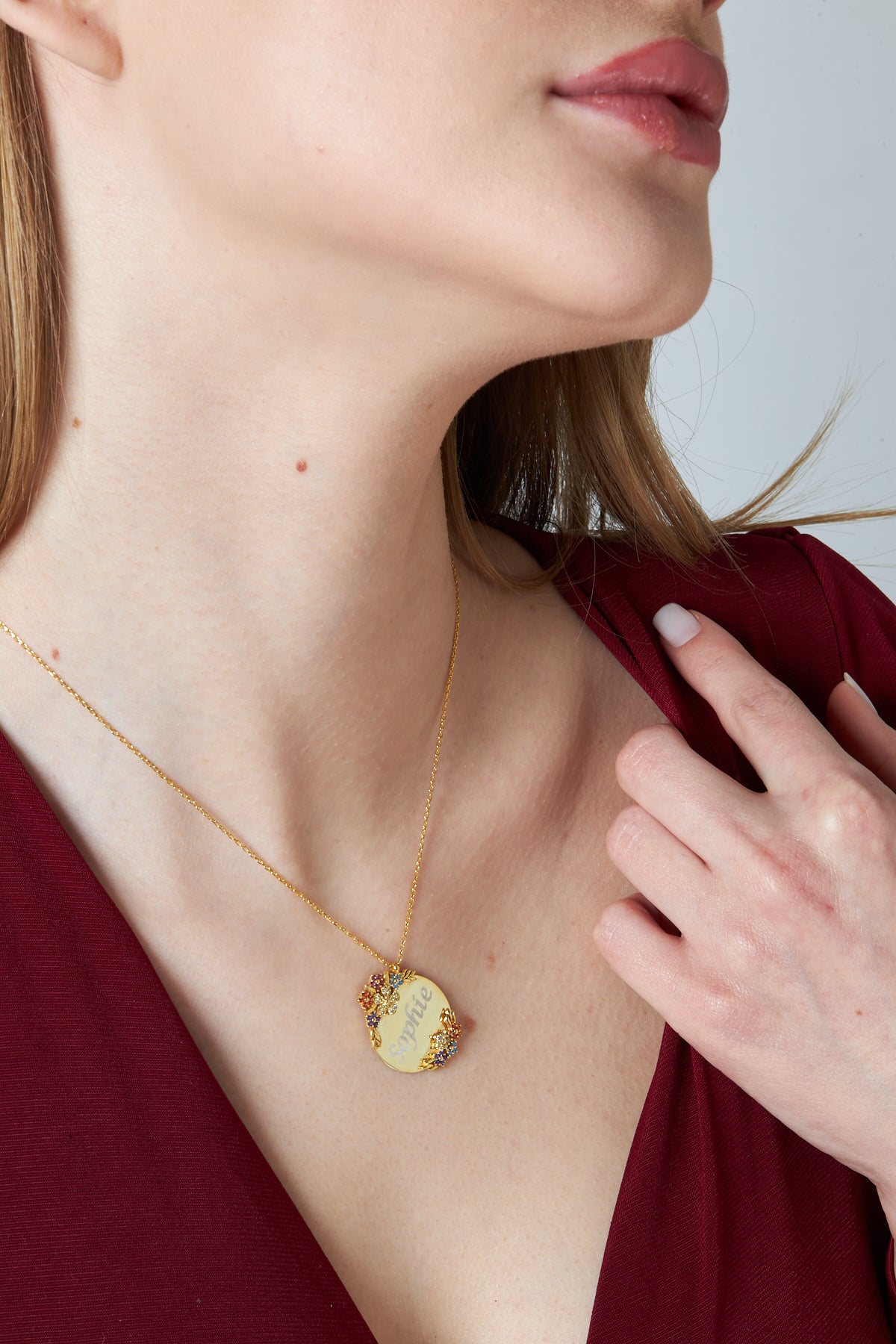 İsimli Çiçek Plaka Kolye - 925 GÜMÜŞ