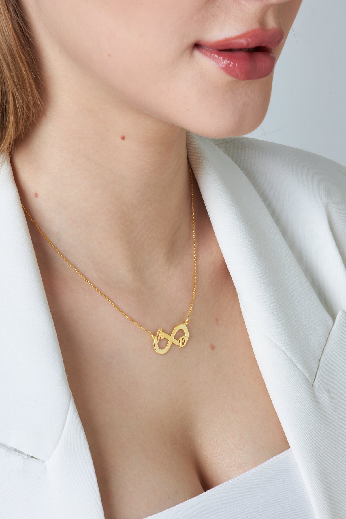 İki Harfli Sonsuzluk Kolye - 925 GÜMÜŞ