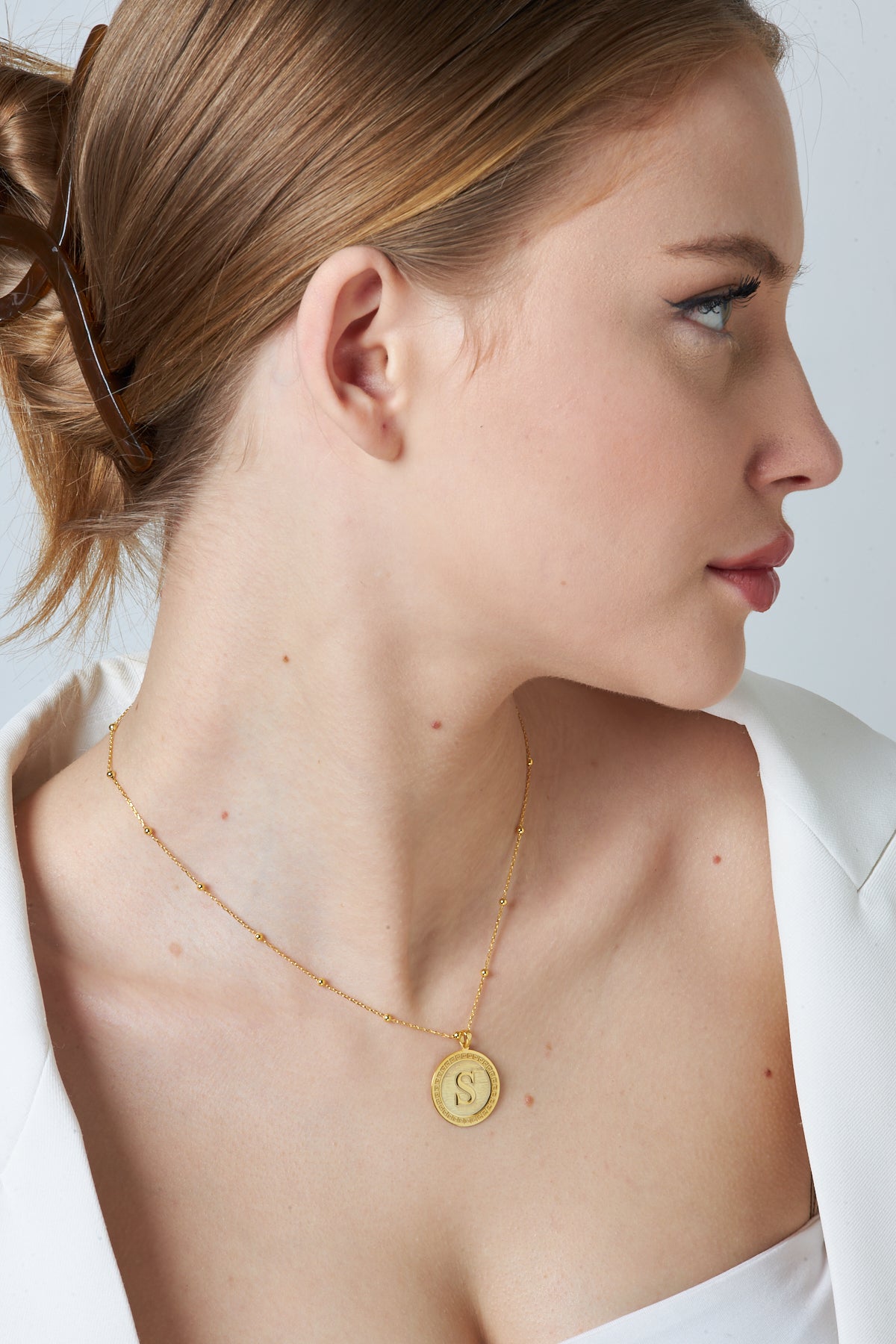 Top Zincirli Madalyon Kolye - 925 GÜMÜŞ