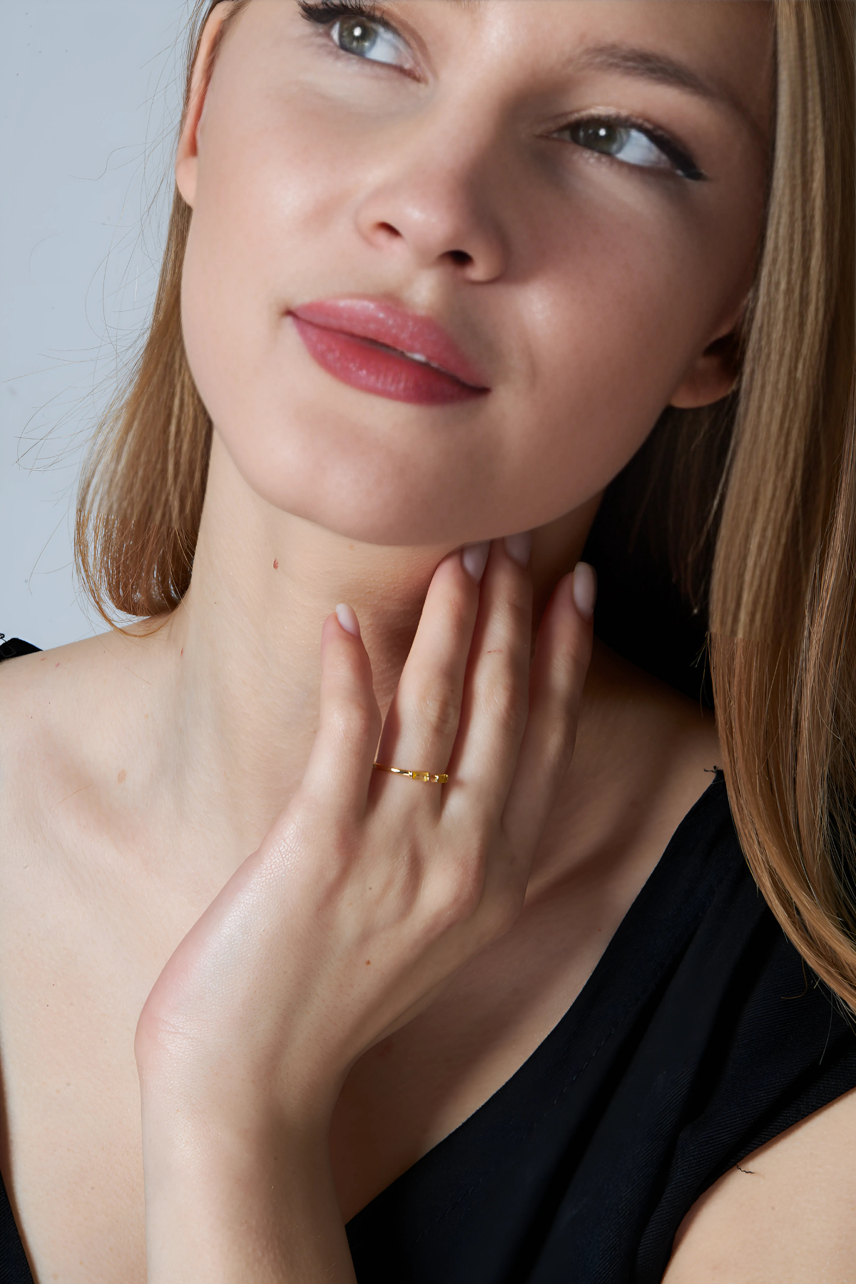 Renkli Taşlı Baget Yüzük - 925 GÜMÜŞ