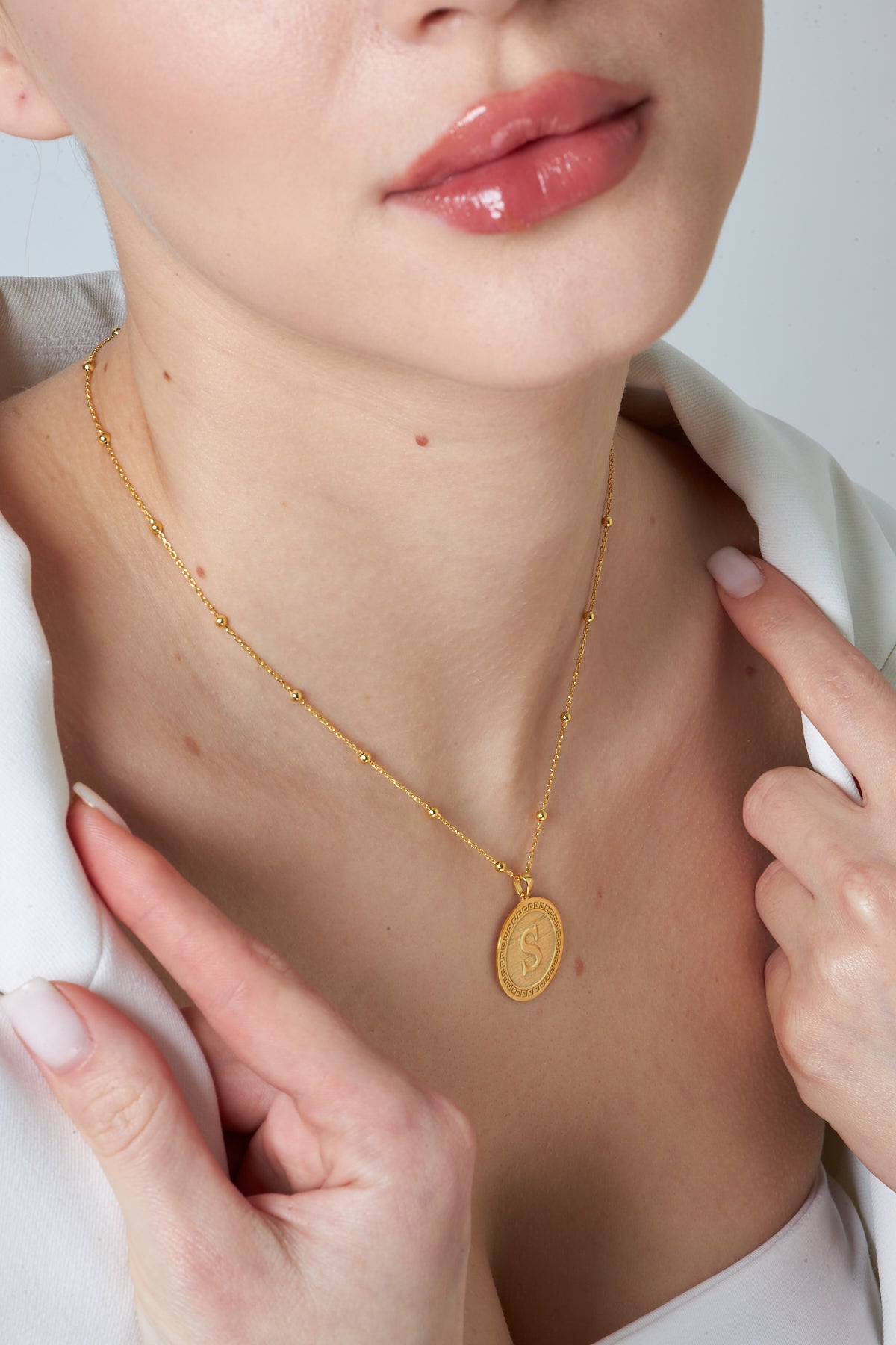 Top Zincirli Madalyon Kolye - 925 GÜMÜŞ