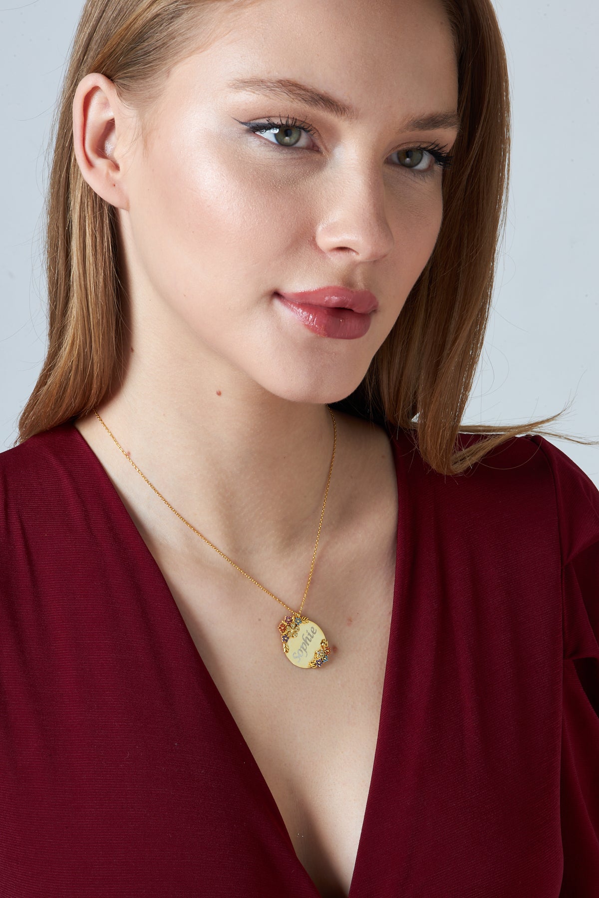 İsimli Çiçek Plaka Kolye - 925 GÜMÜŞ