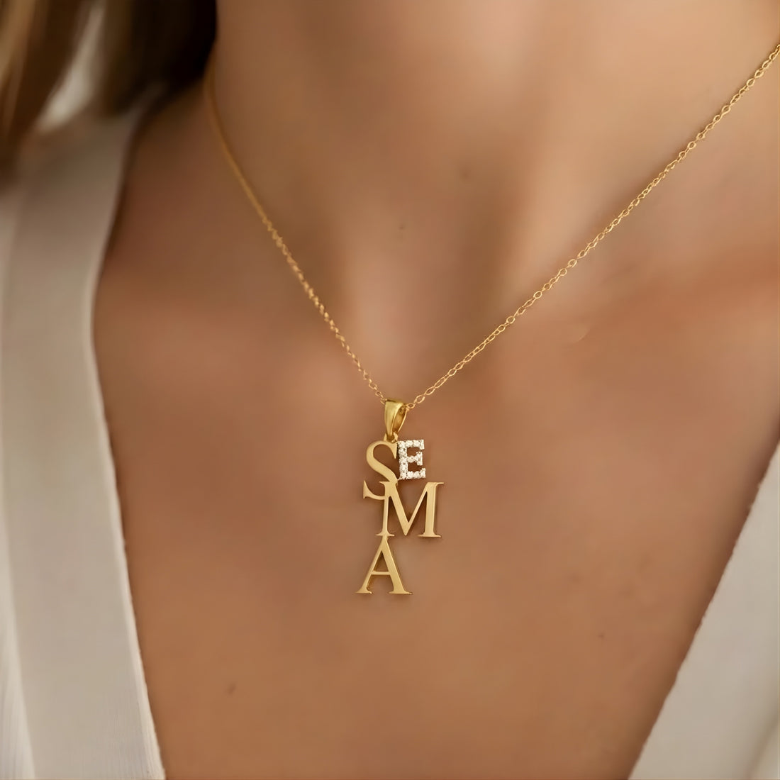 4 Harf Charm Kolye- 925 Gümüş