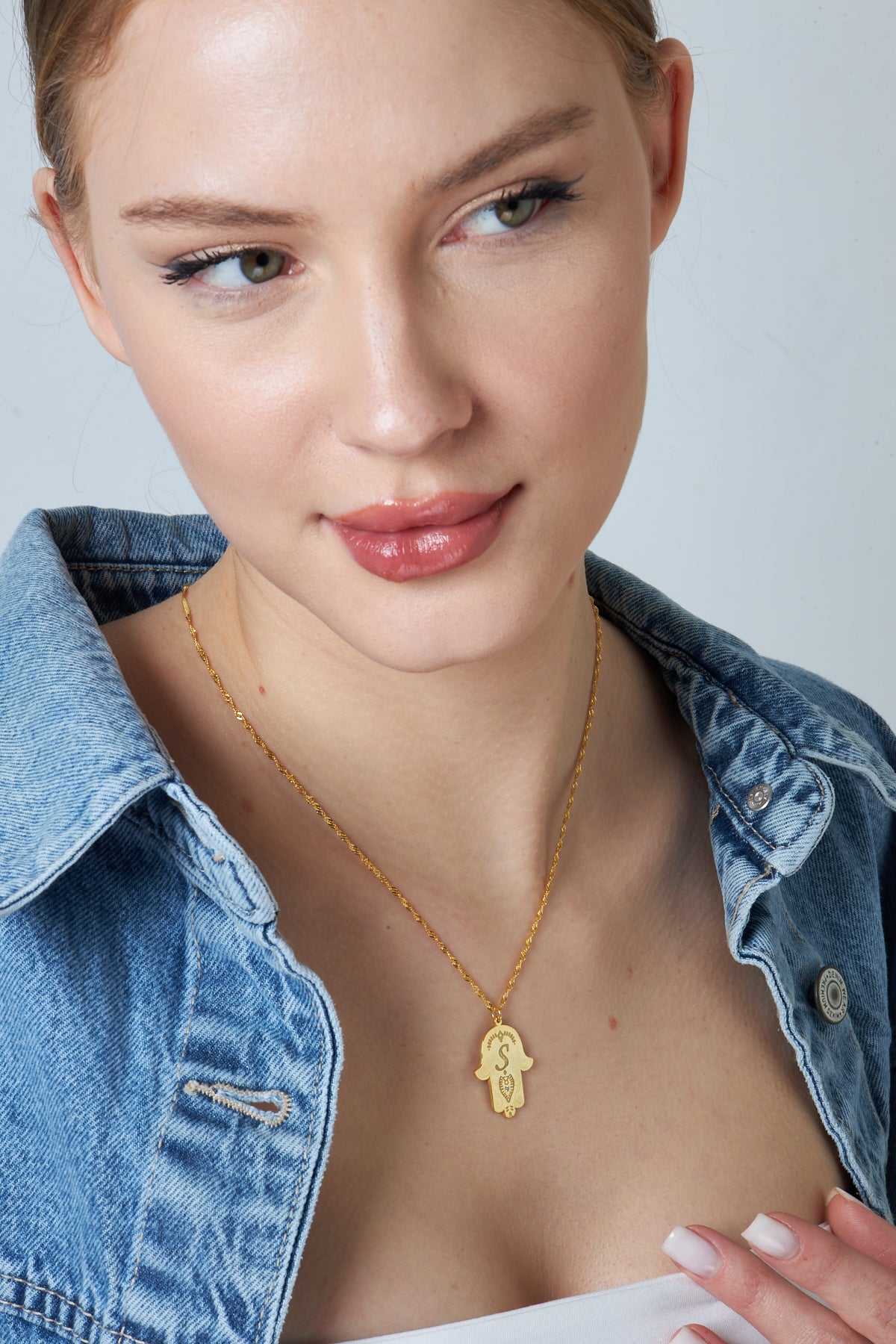 Harfli Fatma Ana Eli Kolye - 925 GÜMÜŞ