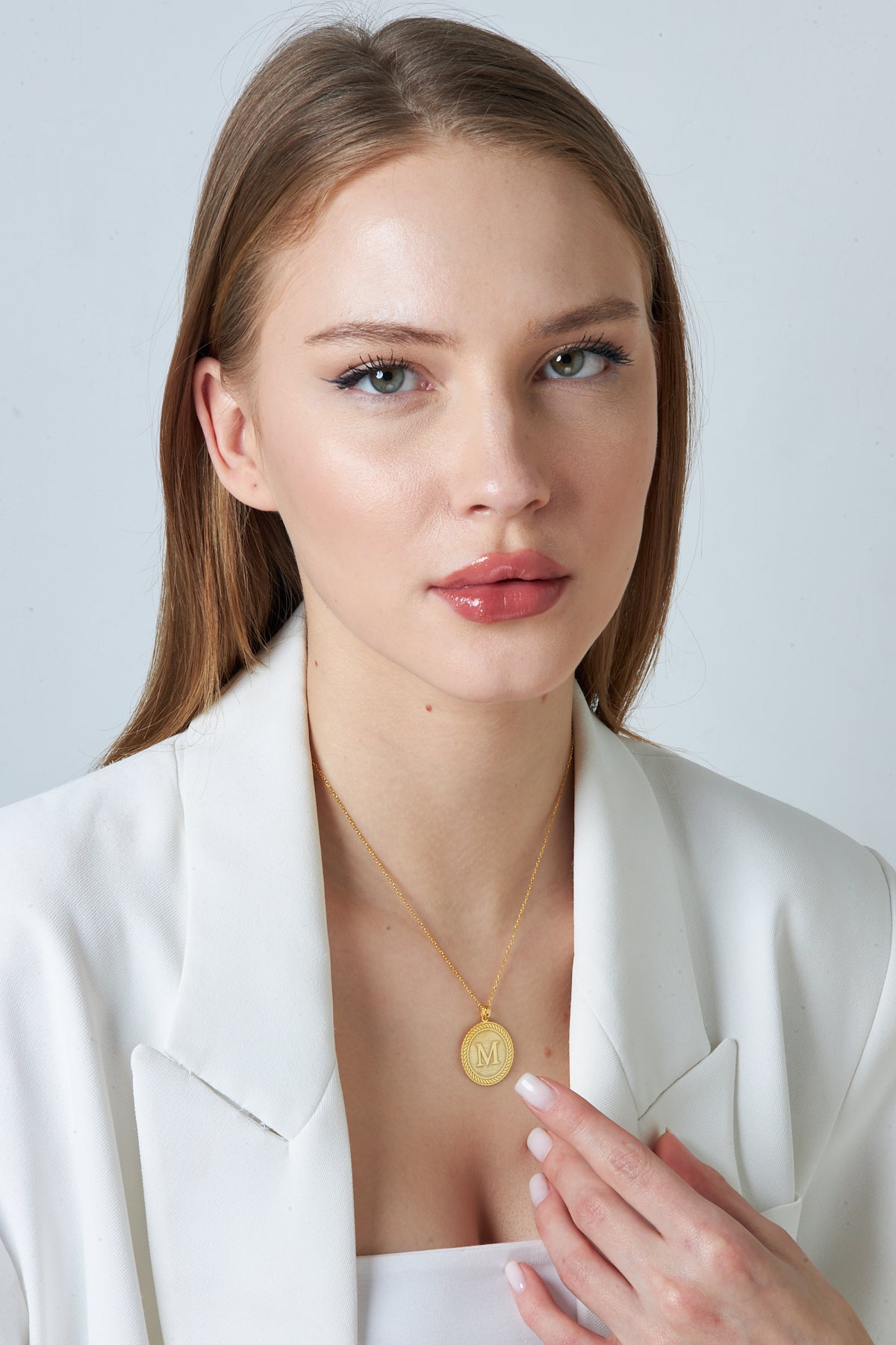 Madalyon Harf Kolye - 925 GÜMÜŞ