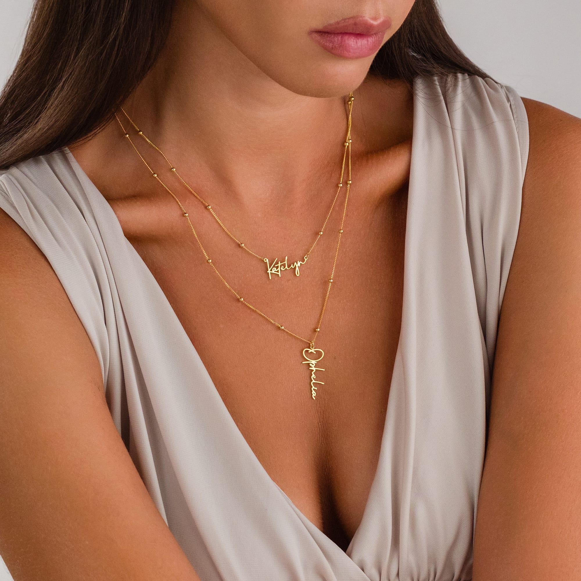 İki İsimli Zincir Kolye - 925 GÜMÜŞ