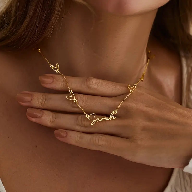 Çoklu Kalp Sıralı İsim Kolye