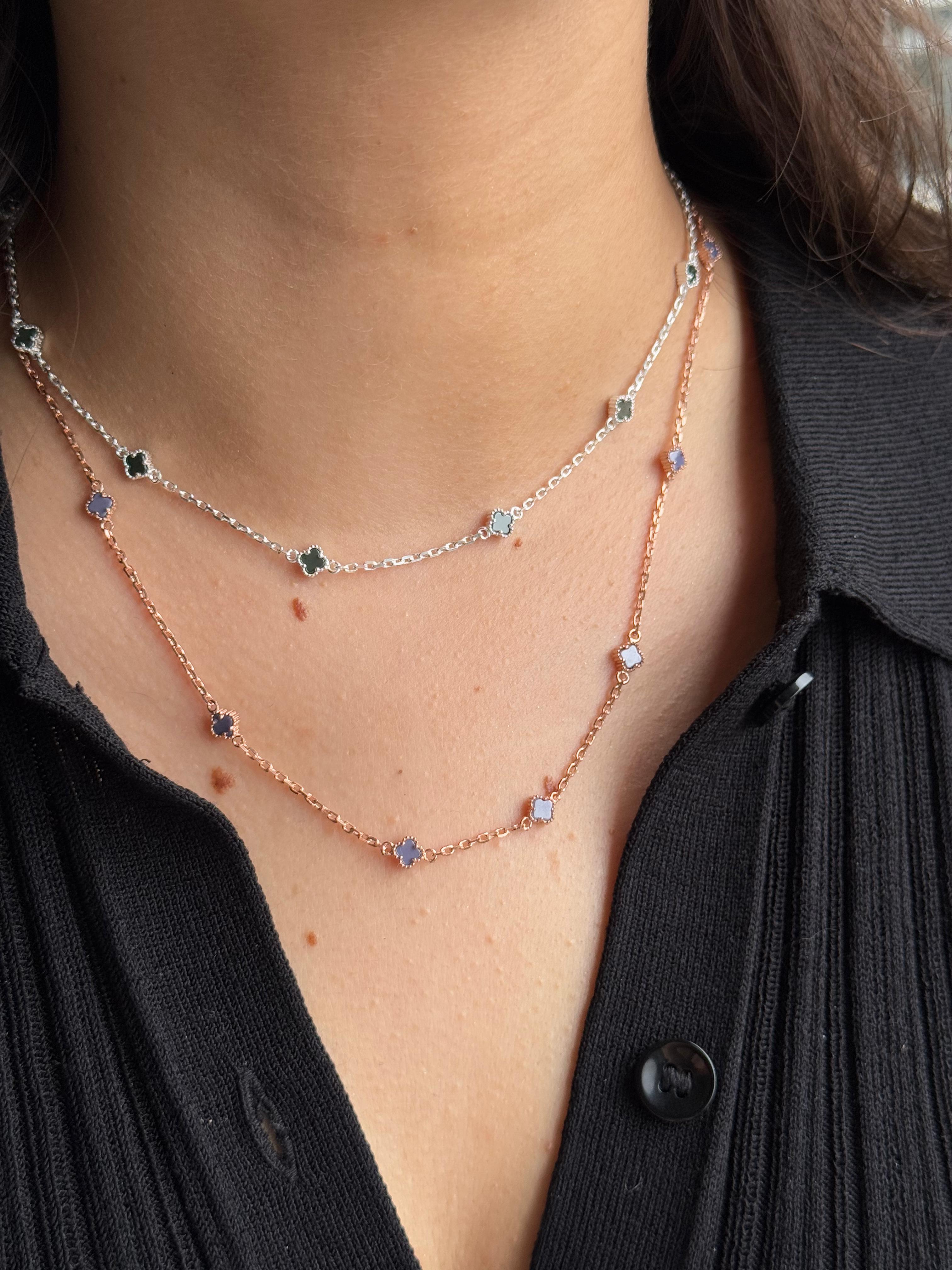 Modern Minimal Yonca Kolye 925 GÜMÜŞ