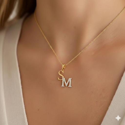 2 Harf Charm Kolye- 925 GÜMÜŞ