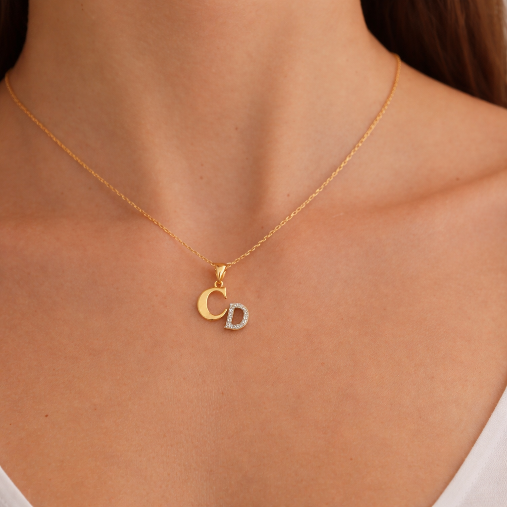 2li Harf Charm Kolye- 925 GÜMÜŞ