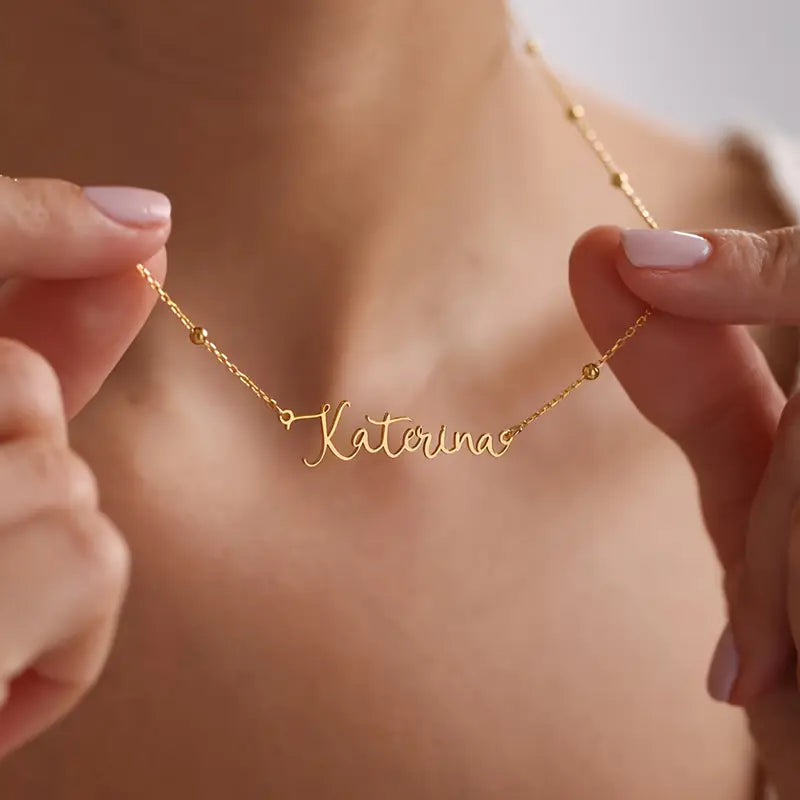 Boncuk Zincirli İsim Kolye - 925 Gümüş