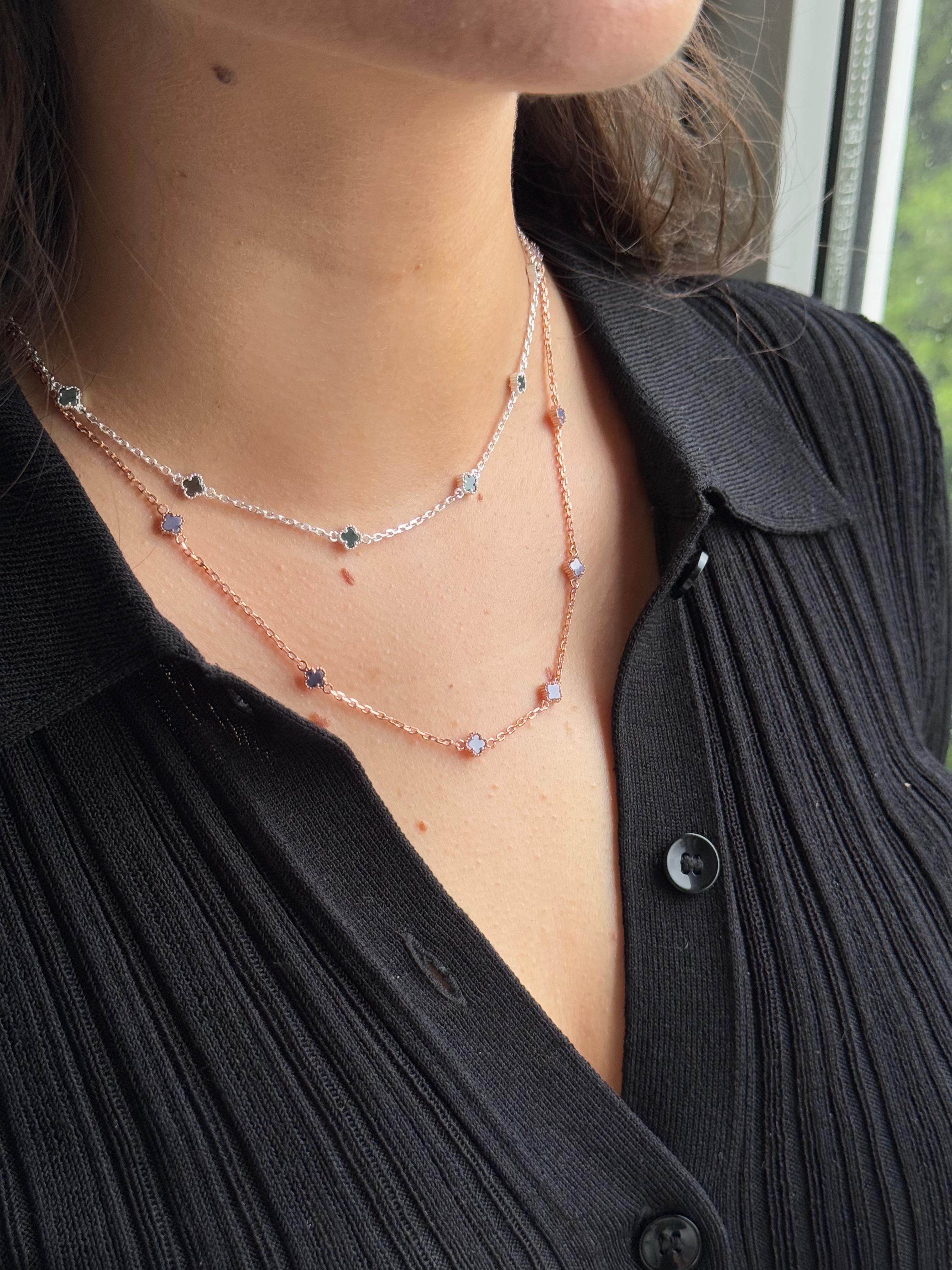 Modern Minimal Yonca Kolye 925 GÜMÜŞ