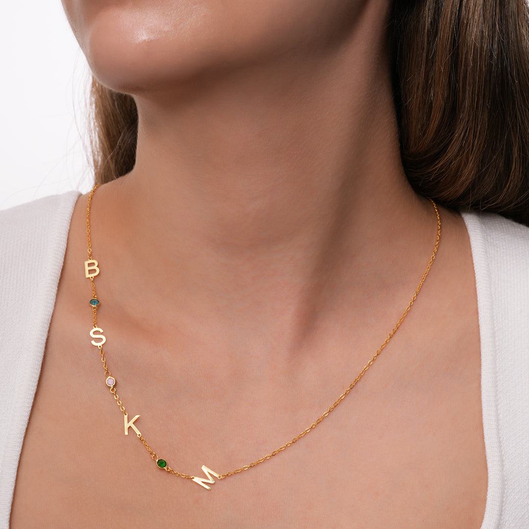 Doğum Taşlı Harf Kolye