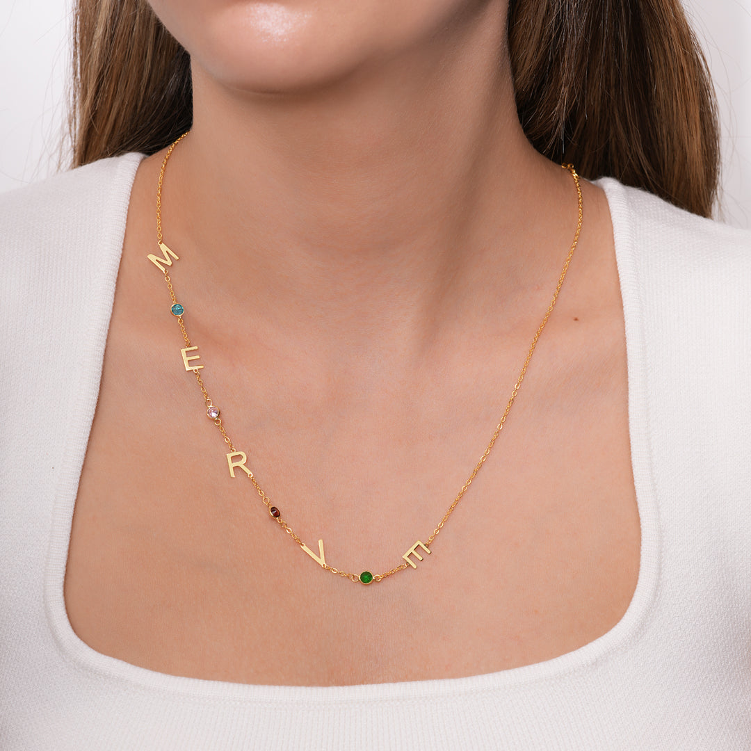 Doğum Taşlı İsim Kolye