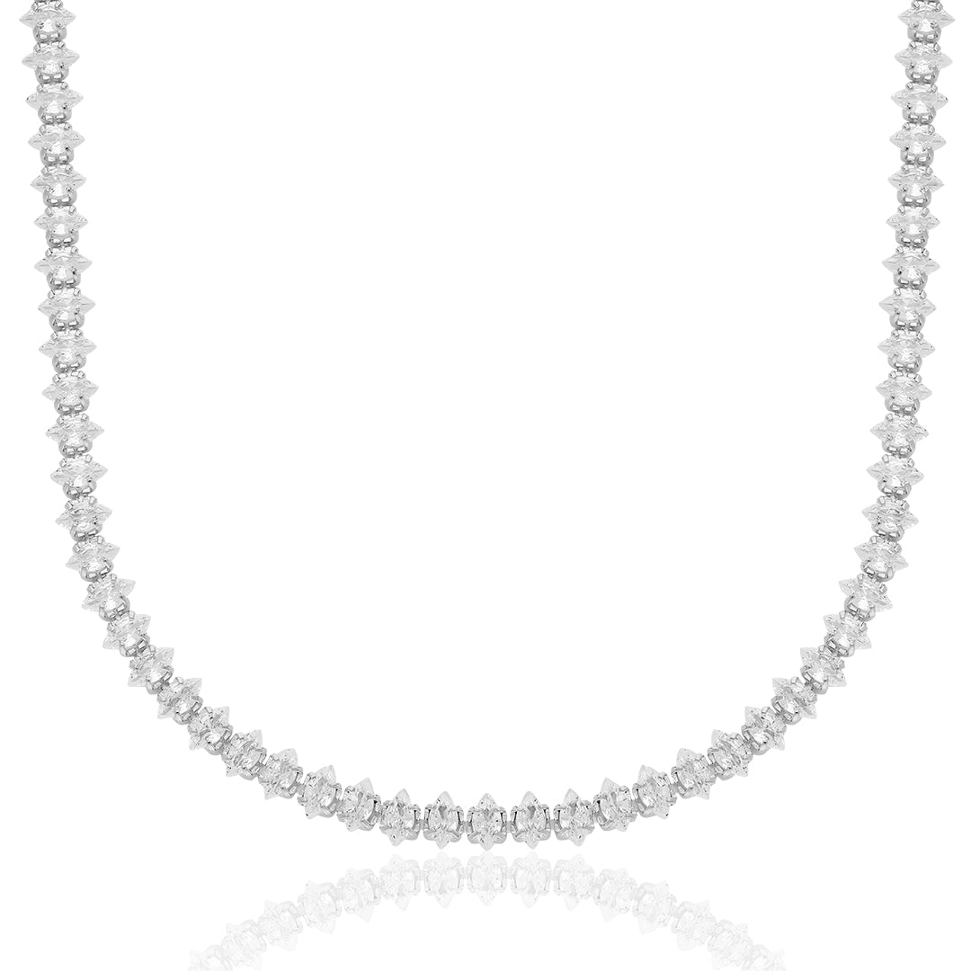 Damla Taşlı Zikzak Su Yolu Kolye - 925 GÜMÜŞ