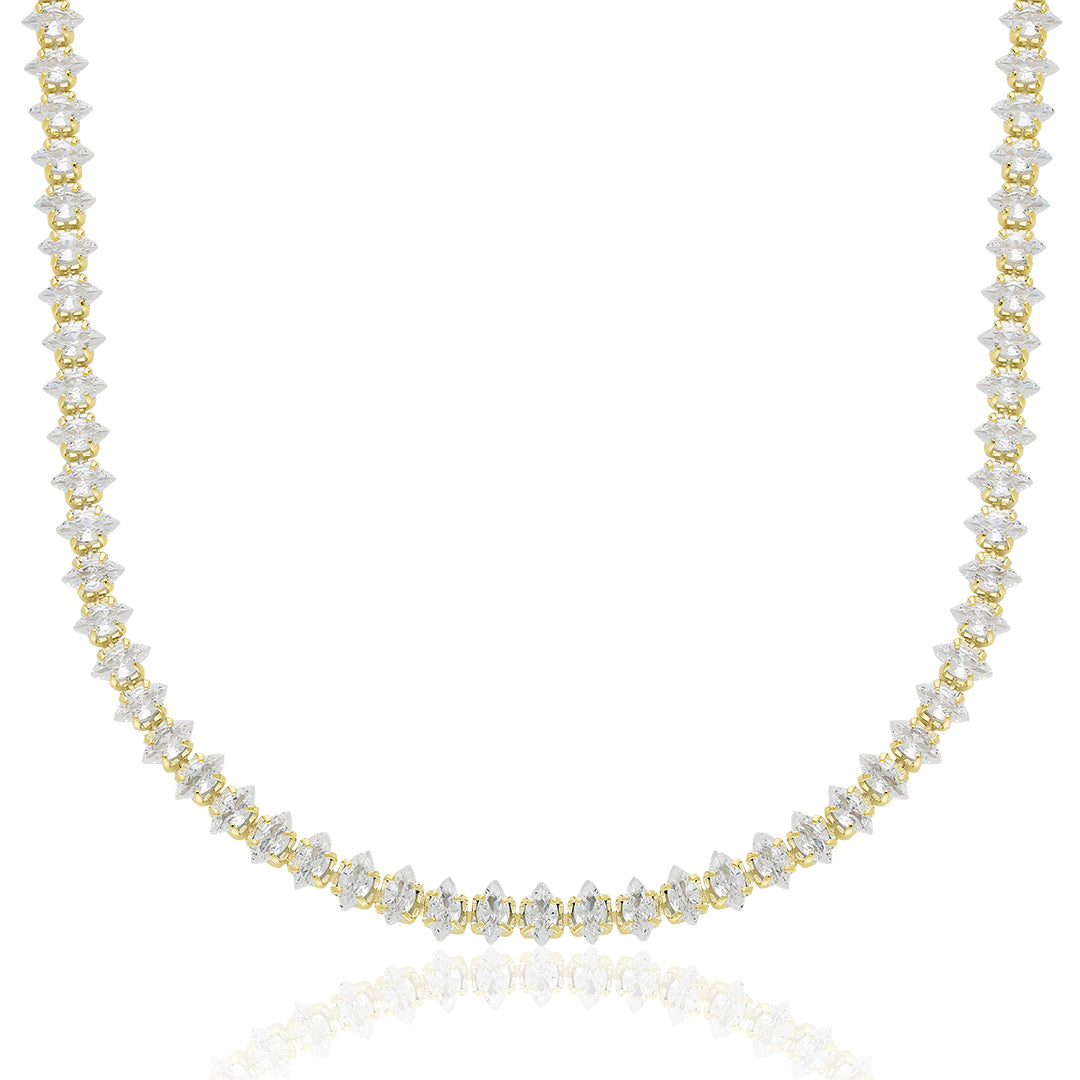 Damla Taşlı Zikzak Su Yolu Kolye - 925 GÜMÜŞ