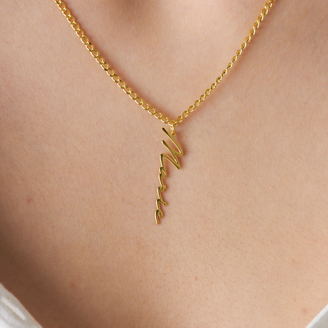 Dikey İmza Kolye - 925 GÜMÜŞ