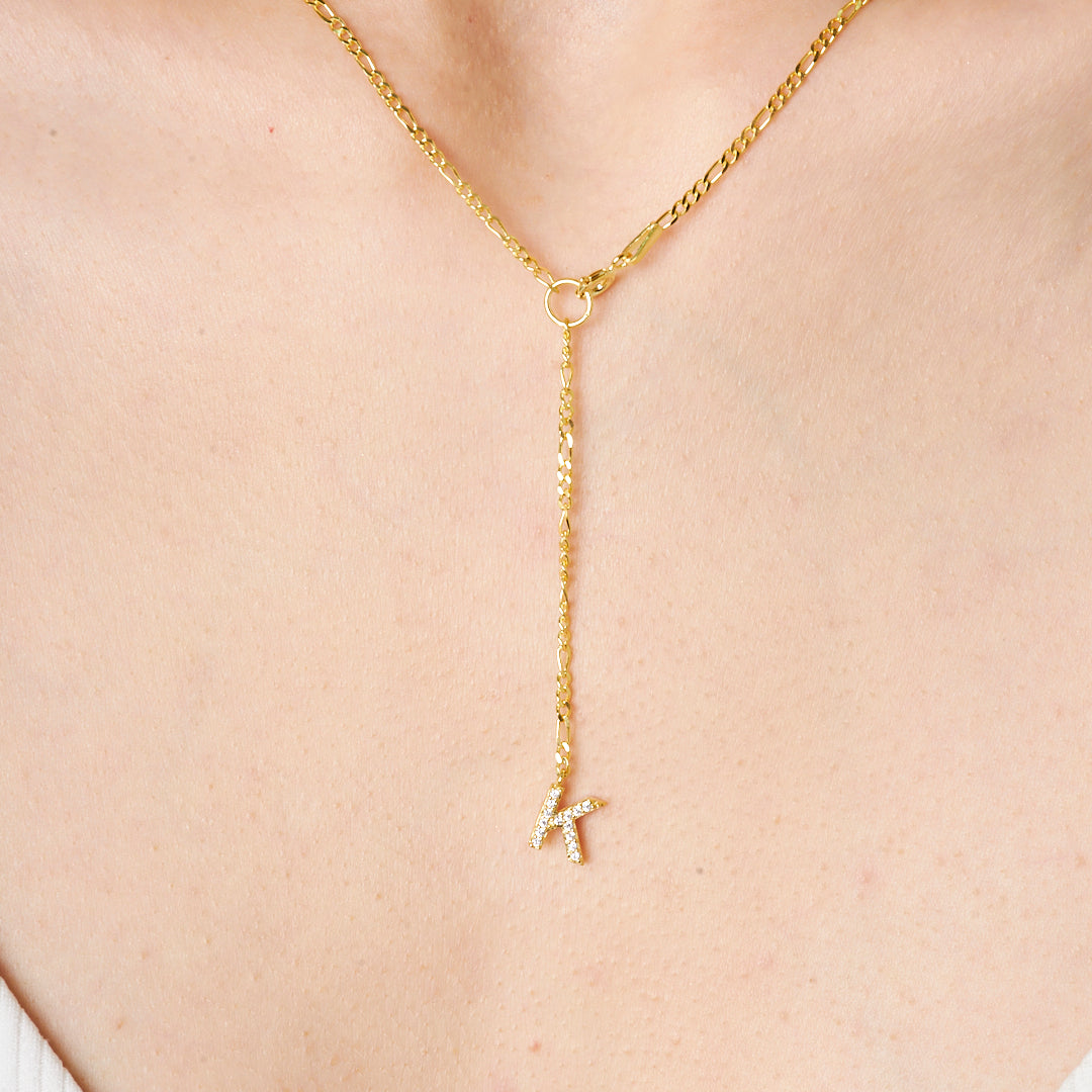 Y Şekilli Taşlı Harf Kolye - 925 GÜMÜŞ