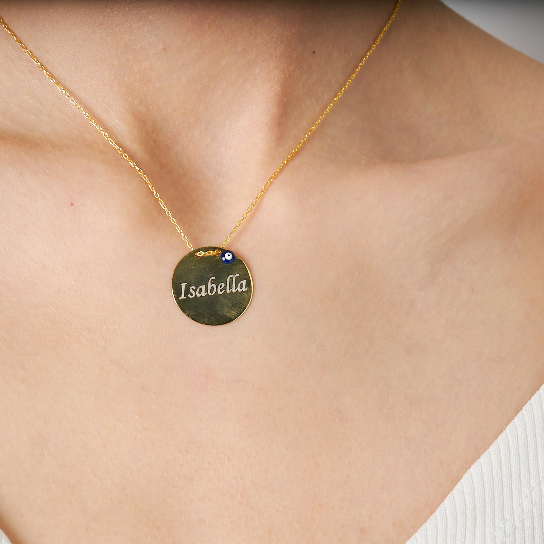 İsimli Plaka Nazar Kolye - 925 GÜMÜŞ