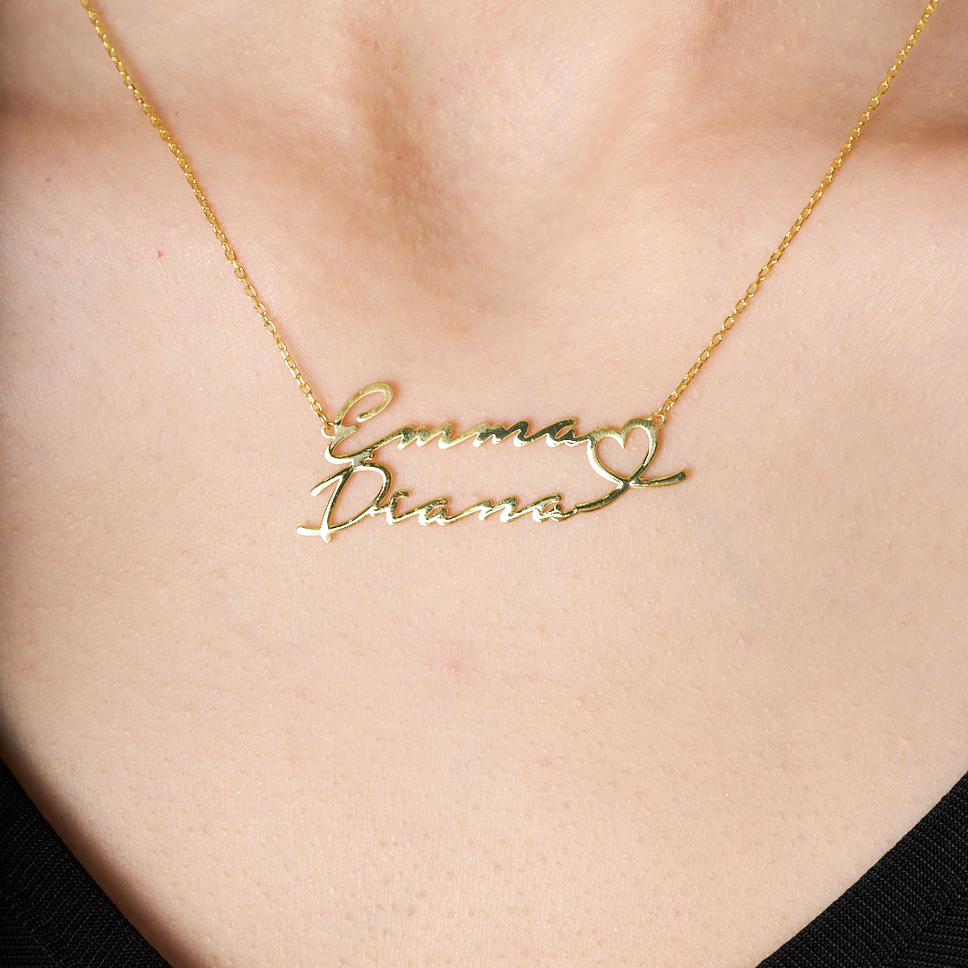 Çift Katlı İsimli Kolye - 925 GÜMÜŞ